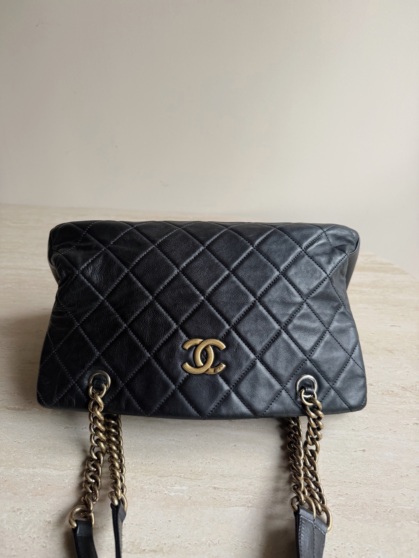 【預訂貨品】Chanel黑色牛皮菱格紋tote bag