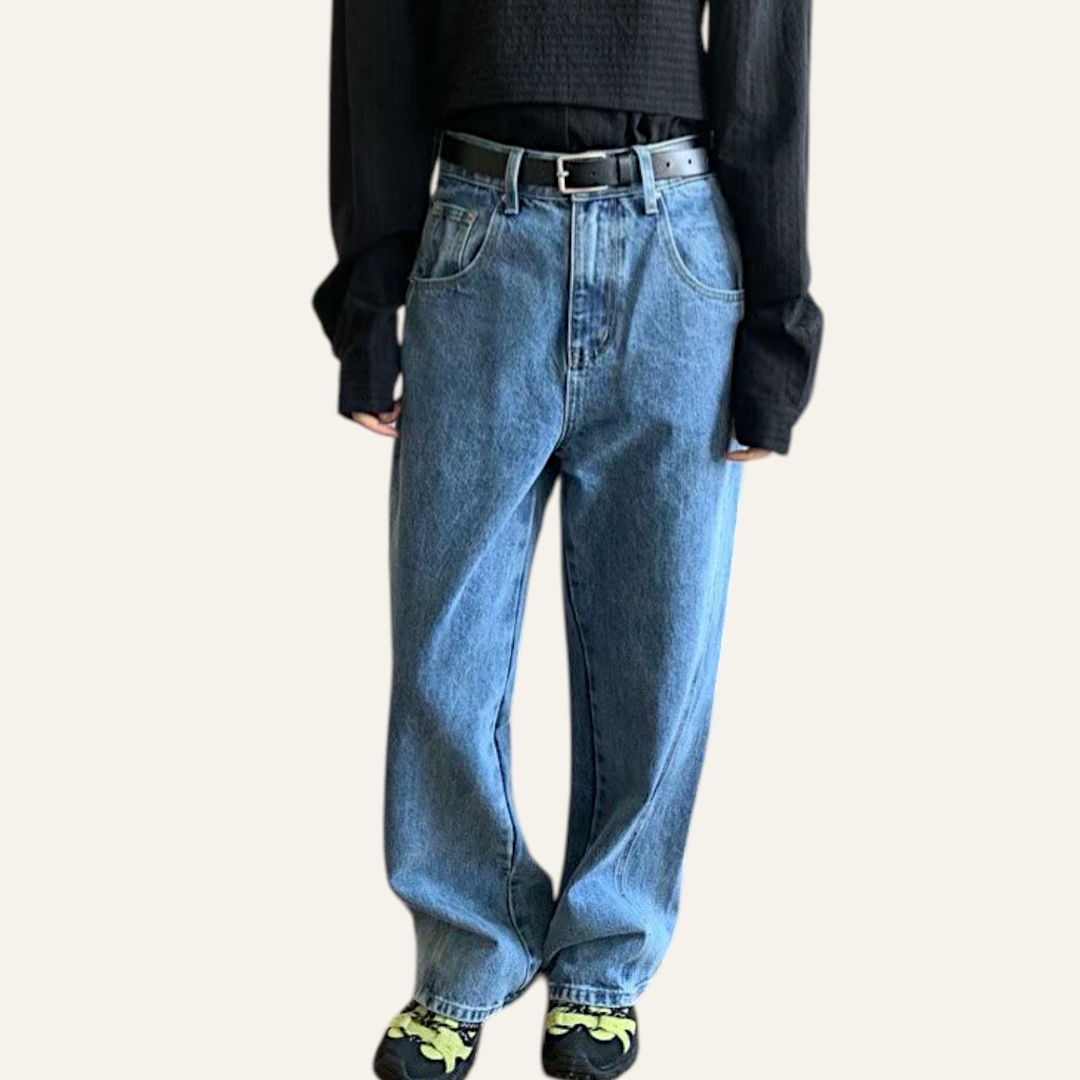 221046 洗水直腳牛仔褲