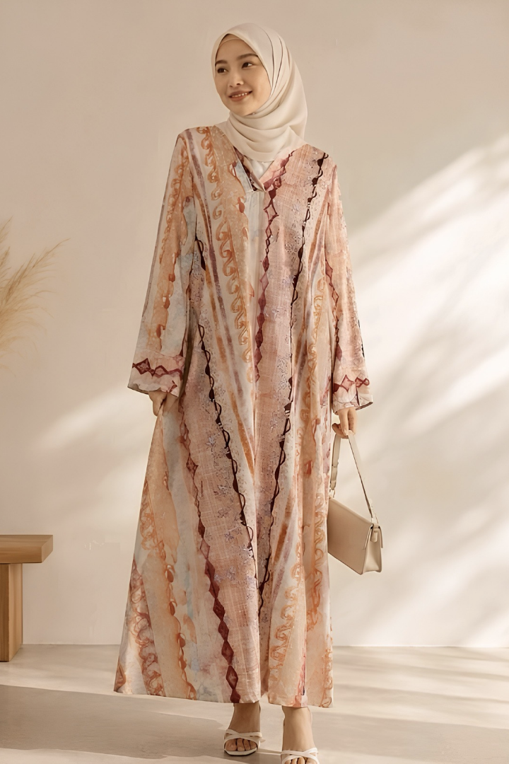 Linen Dress - Apricot Diamond
