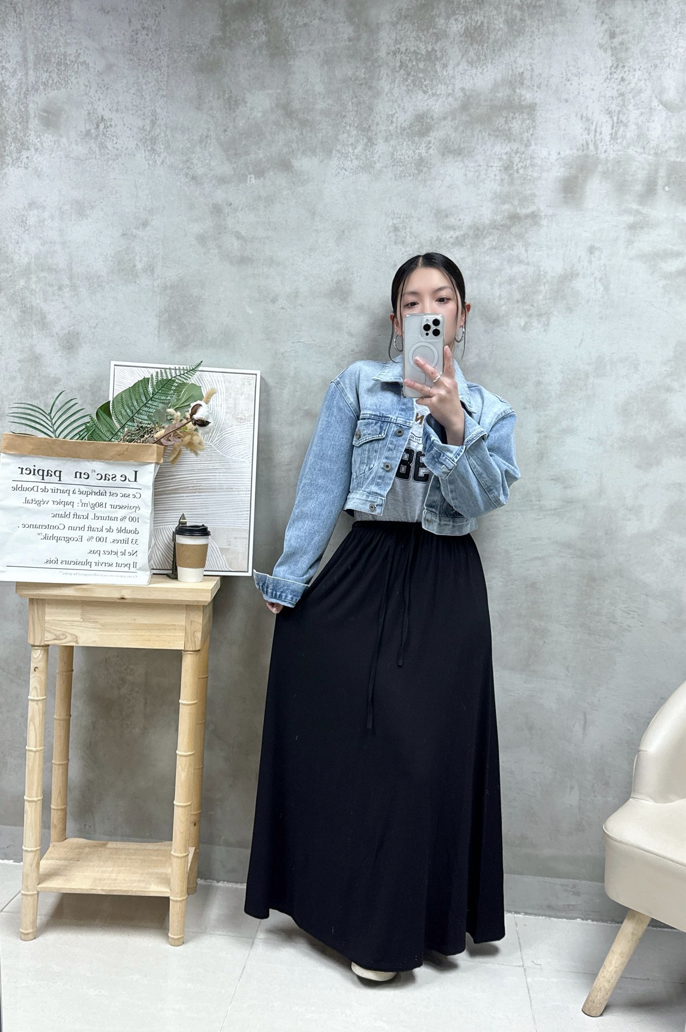 B01 後扣漸變色洗水牛仔外套