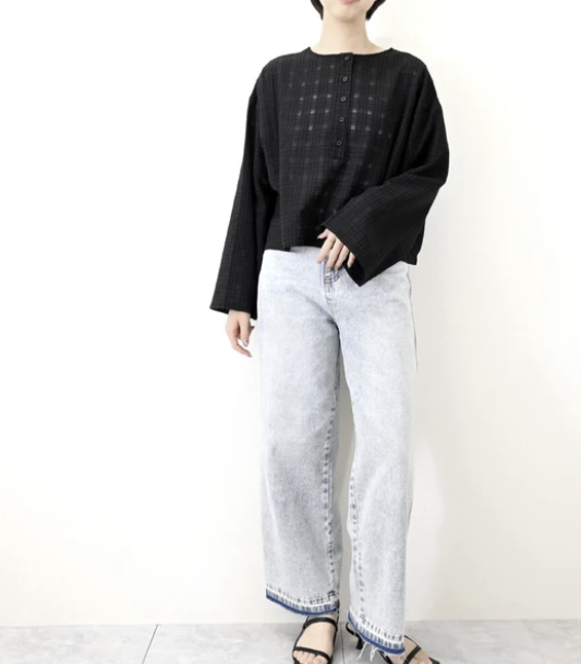 透視格紋前後兩穿上衣 - 2026 流行穿搭  長䄂襯衫 春夏時尚穿搭 柔軟舒適 優雅日常 易於配搭 日本直送   #JP-I-260034
