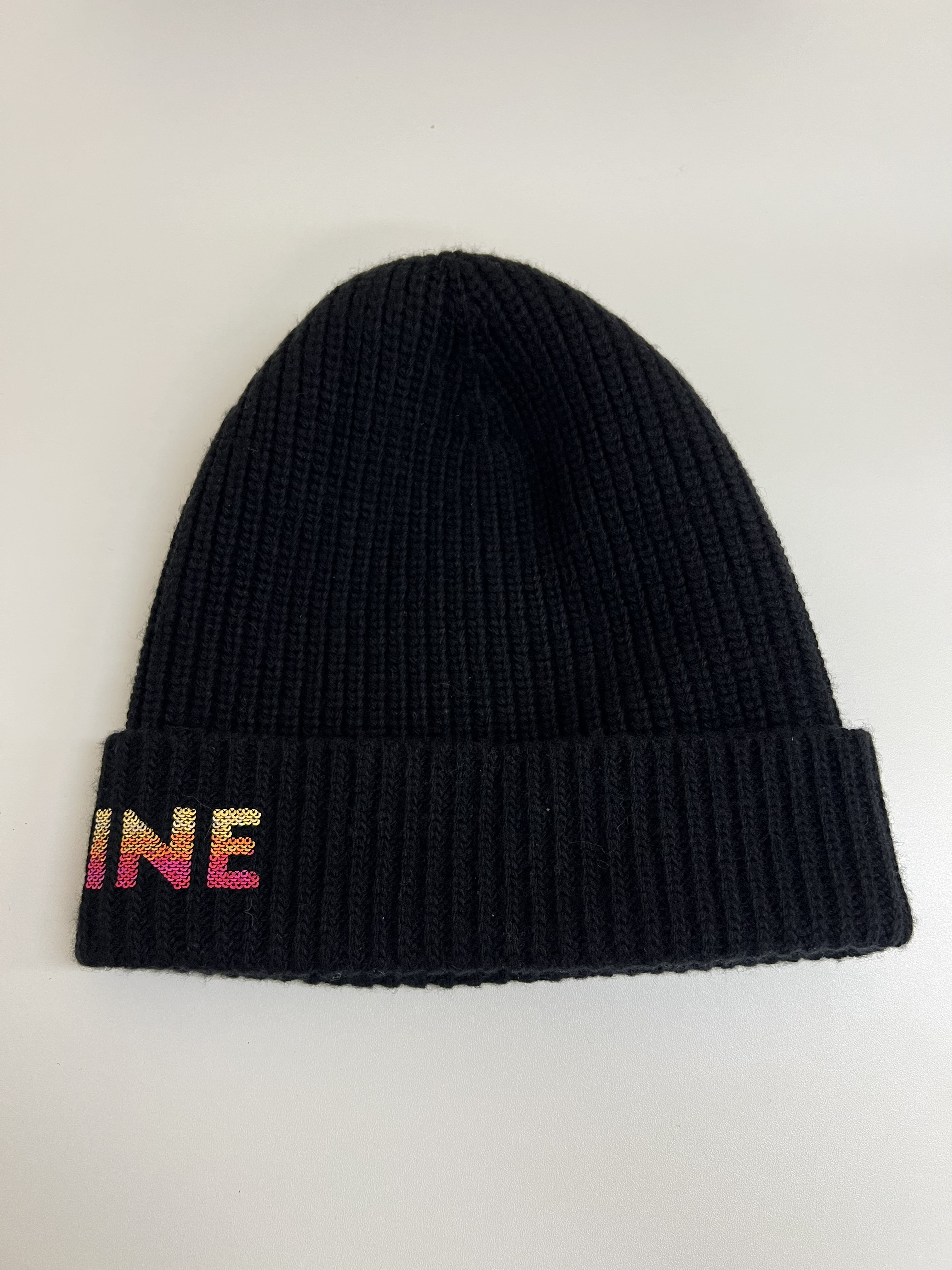 Pre-owned CELINE Embroidered Beanie in ribbed wool with a gradient logo / Product Code: 26012803