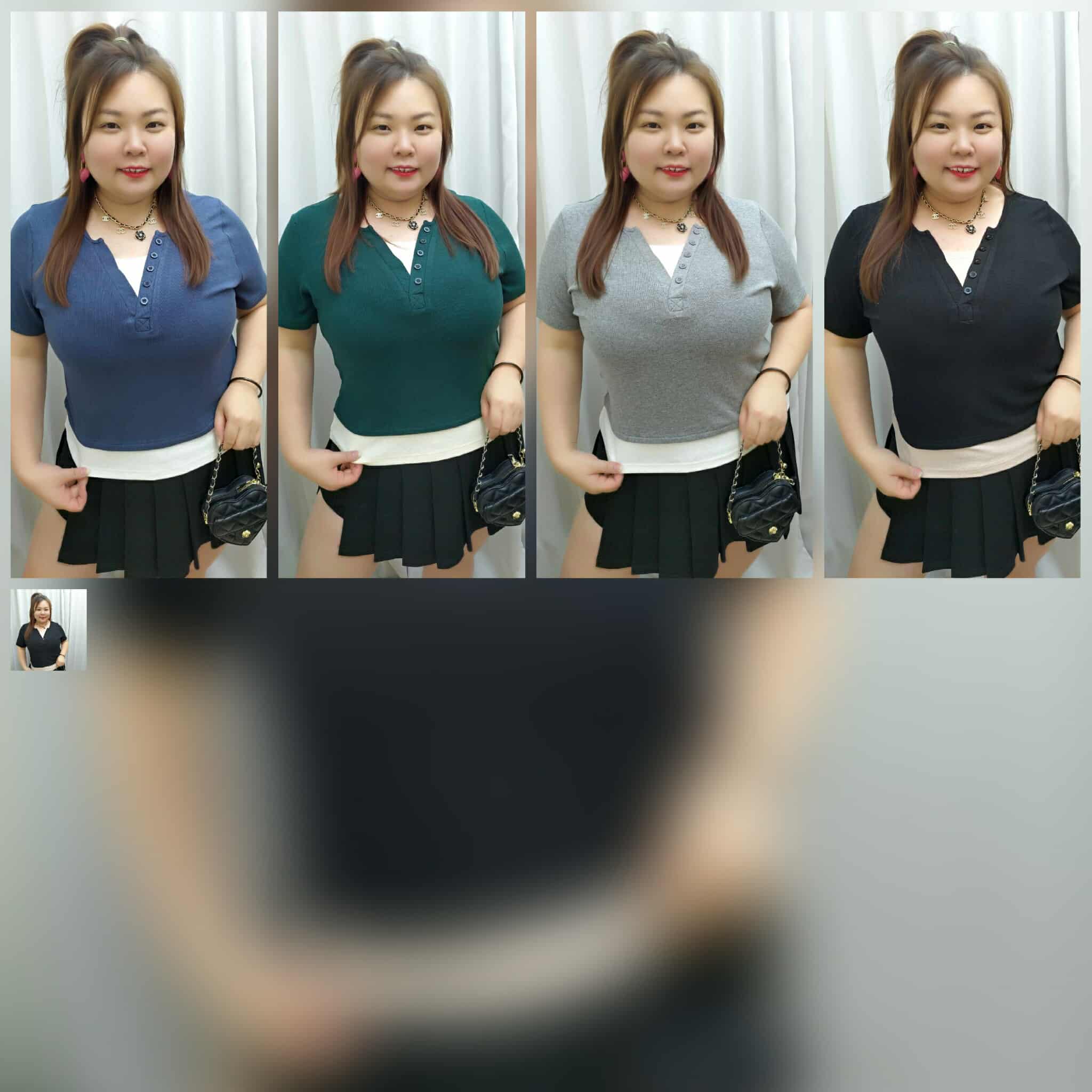 TW#5803 假两件开钮设计上衣