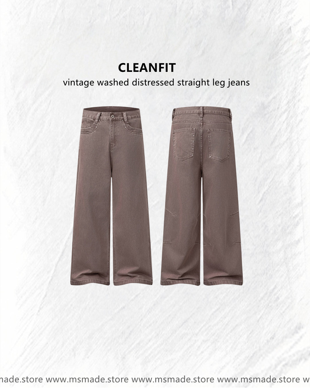 M2059復古洗水做舊直腳褲