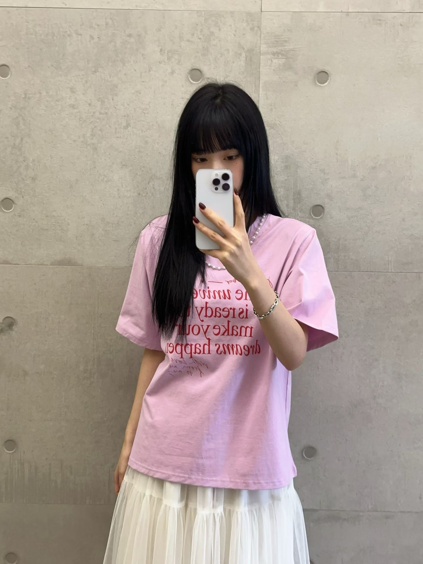 春裝英文字Tee(頸鏈可拆)