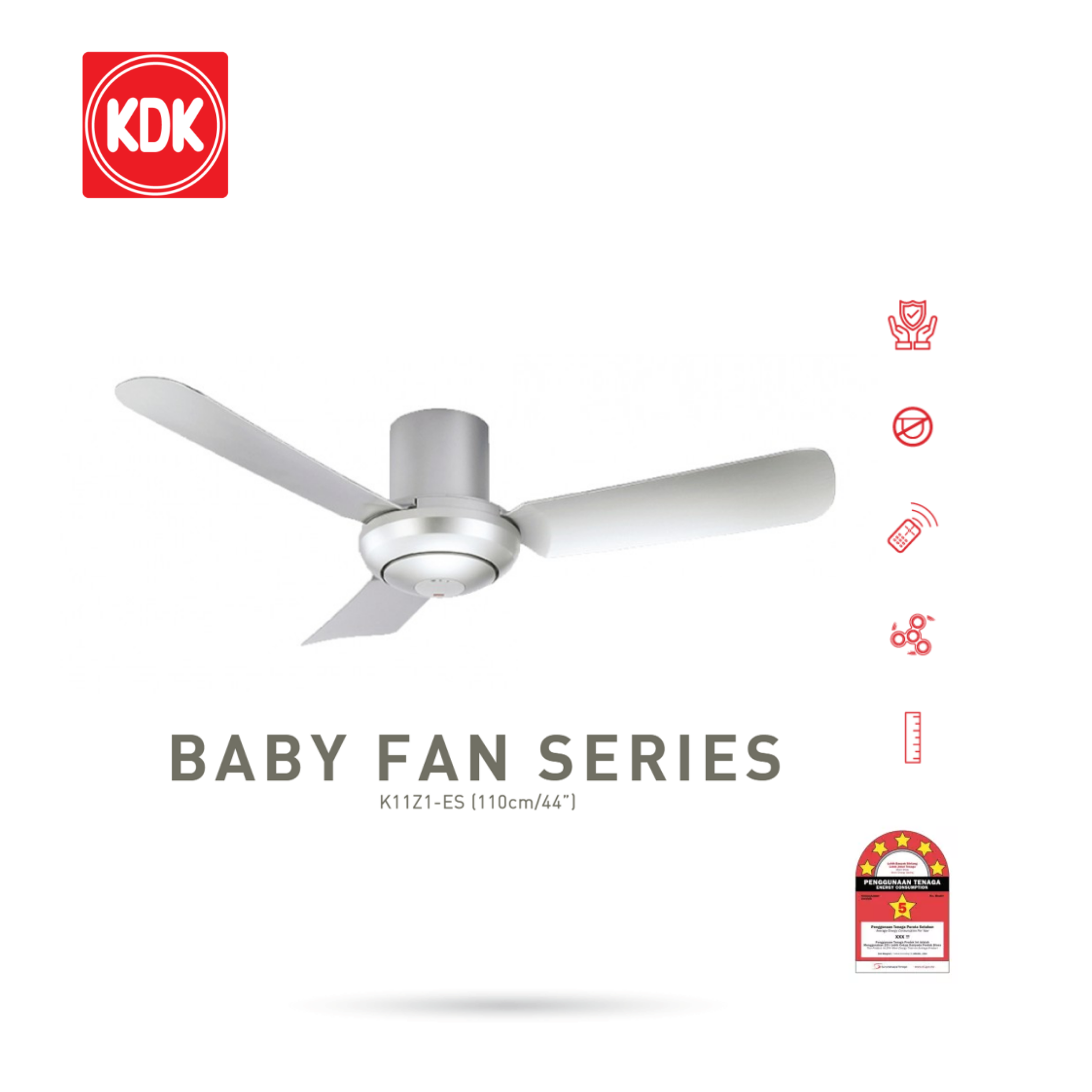 KDK 44" Baby Fan Silver (K11Z1-ES)