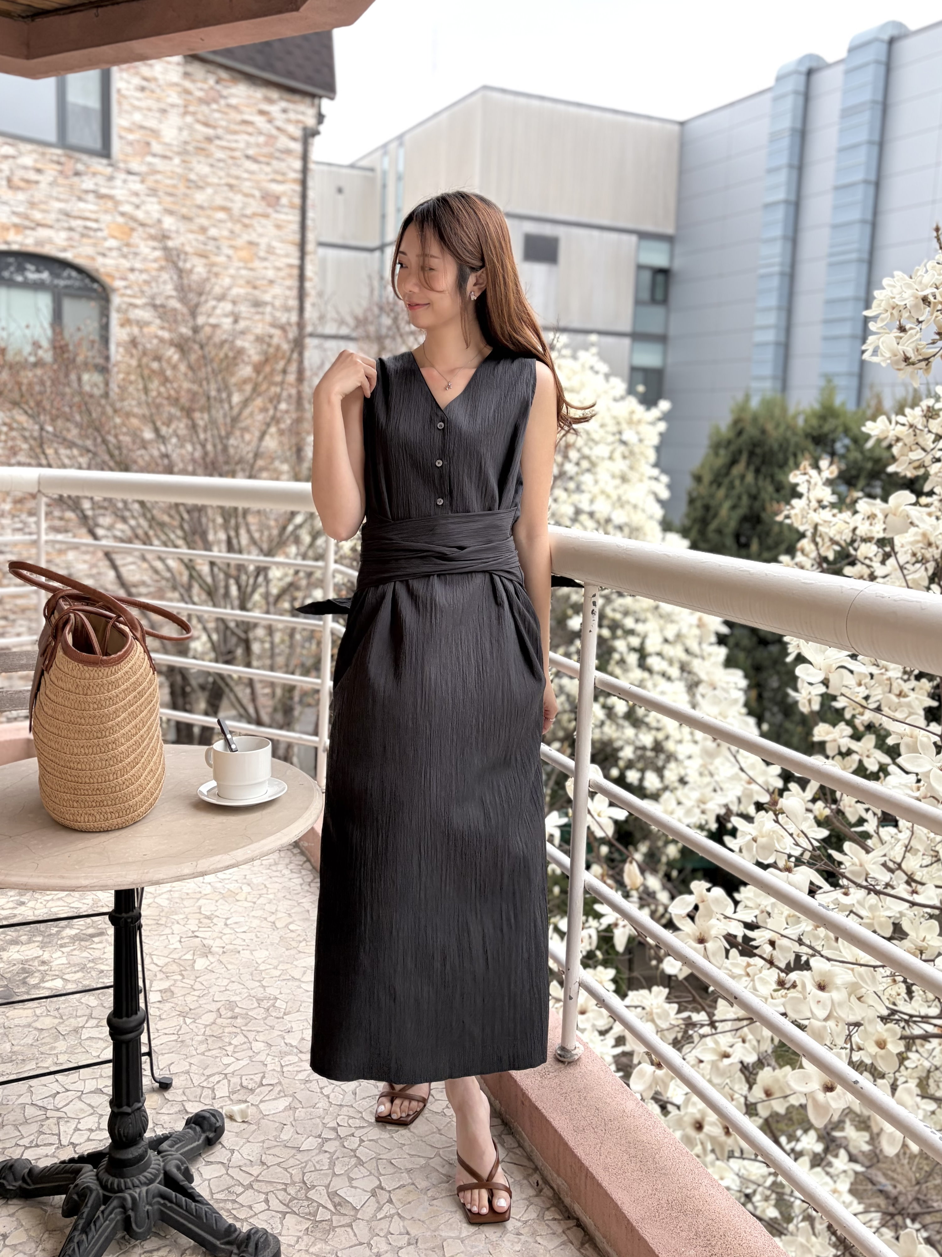 Arya Two-Way Textured Dress (Charcoal)