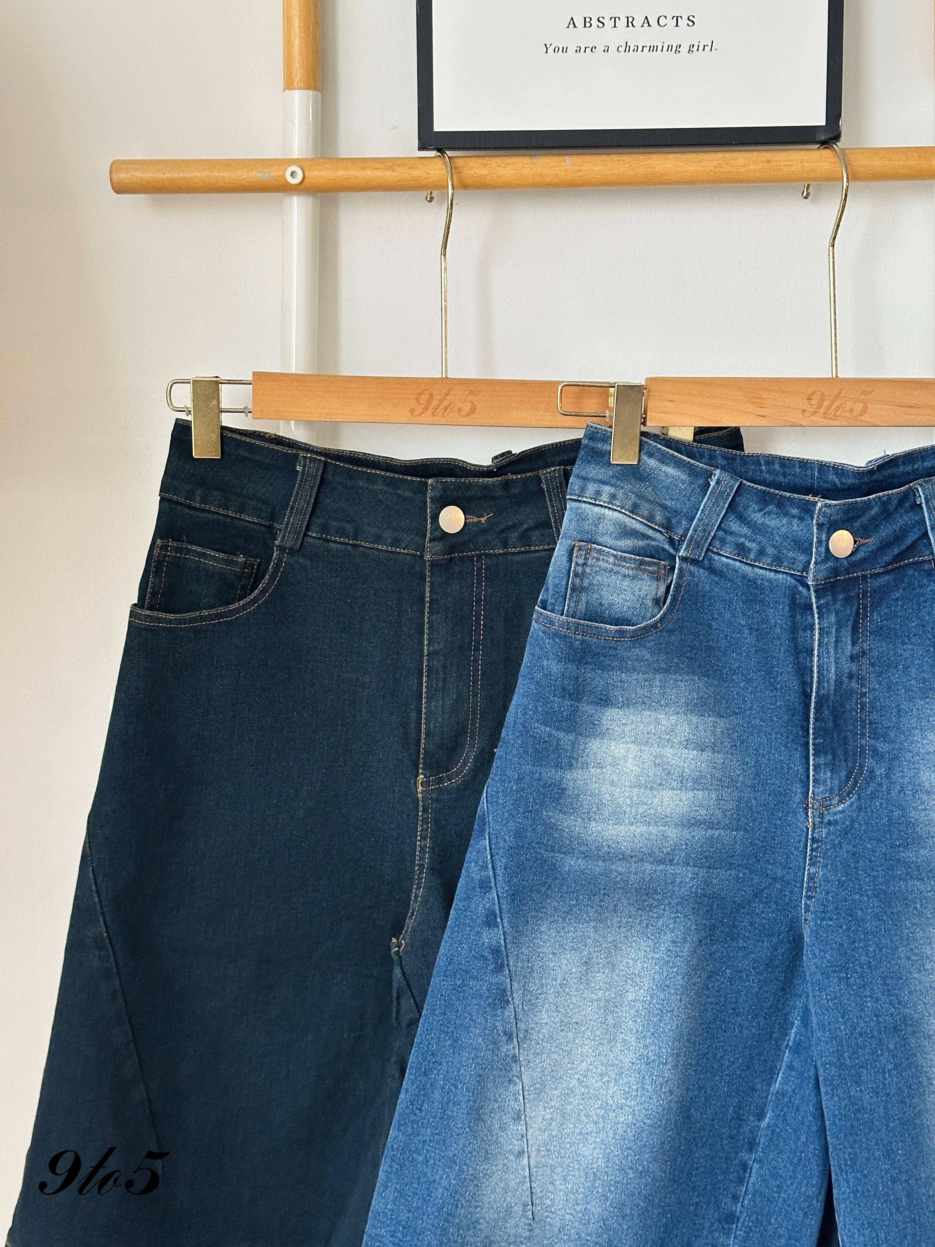 S1769 Denim Midi Pants - Blue & Dark Blue