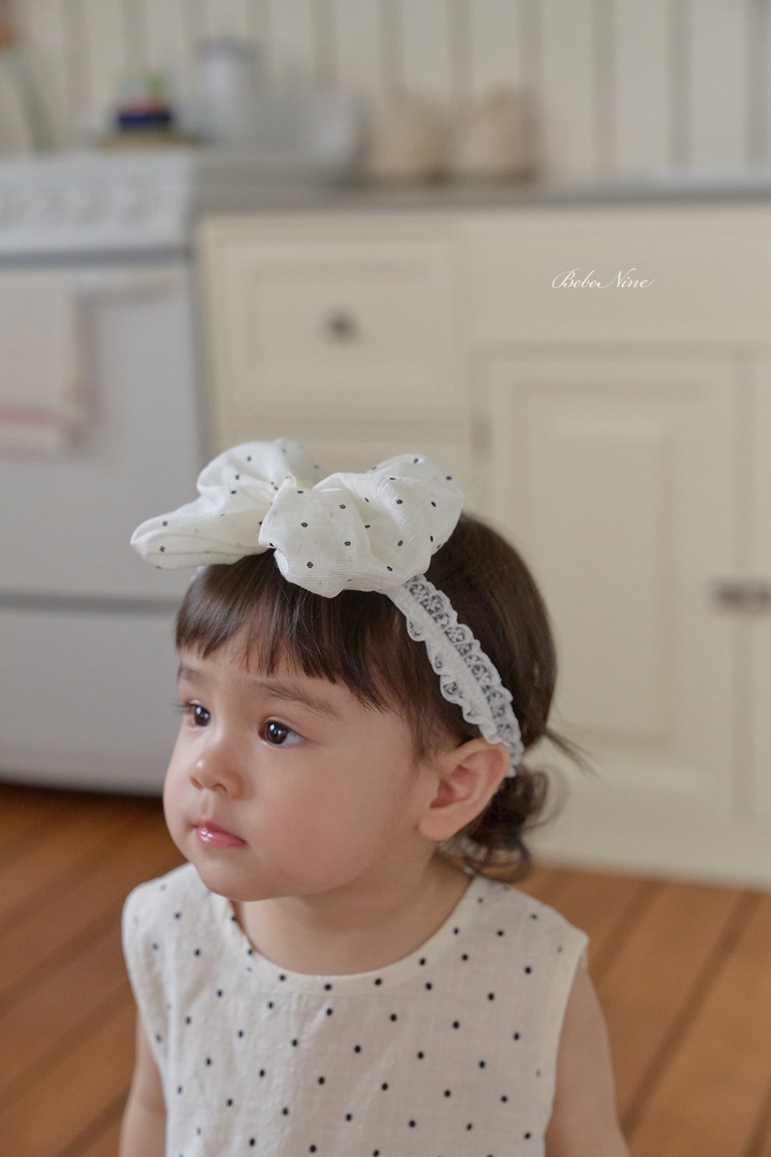 ☀️預訂 韓國直送☀️🇰🇷Bebenine兩色蕾絲波點蝴蝶結髮帶