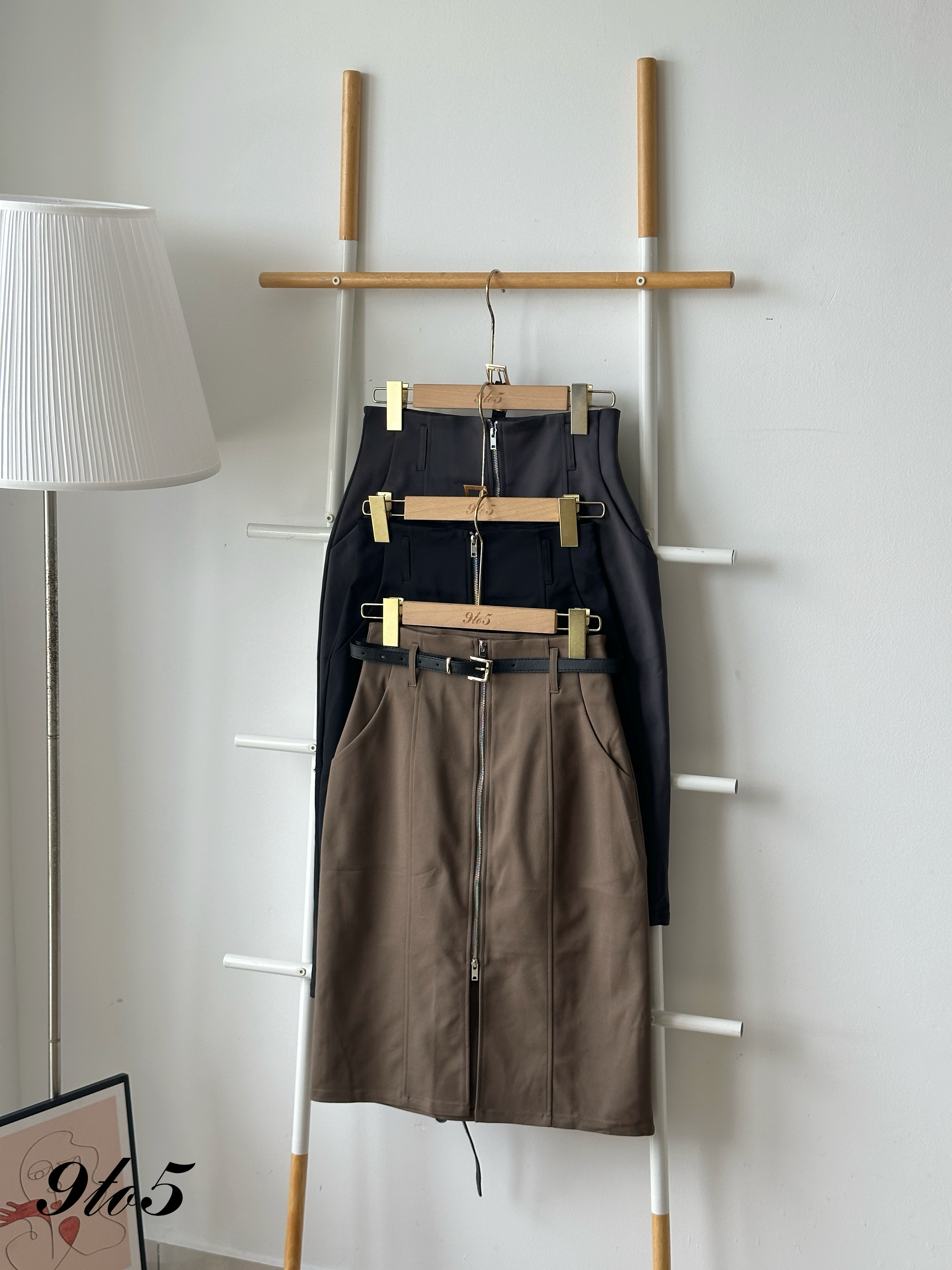 S1917 Midi Zipped Pencil Skirt - 3 Colors 
