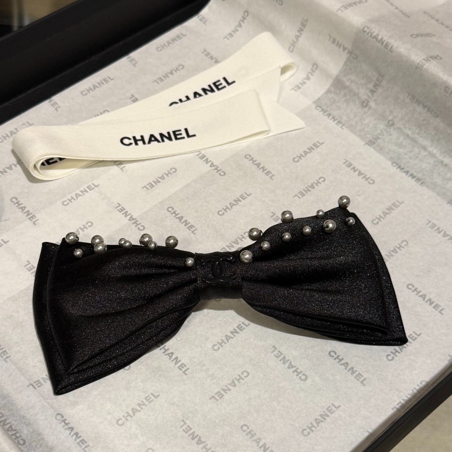 CHANEL 雙層蝴蝶結髮夾