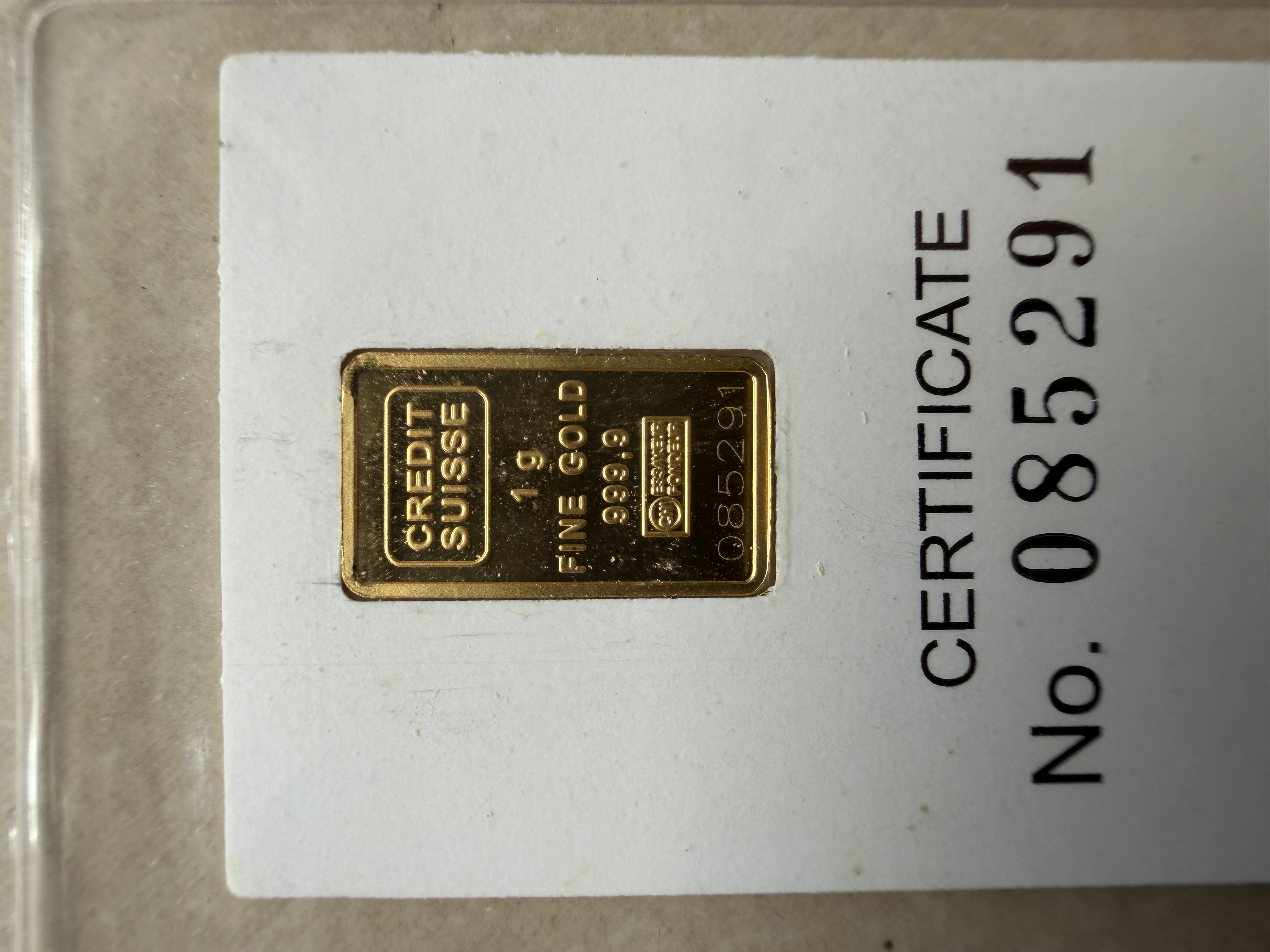 (SN85291) VALCAMBI 🇨🇭RARE Vintage 1985 Liberty 1g Credit Suisse Gold bar Emas 999.9 自由女神