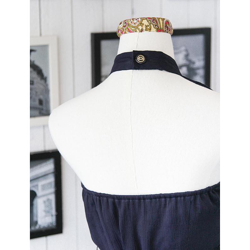 (Sold out)1950s Inspired Midnight Blue Halter Dress(FM032)