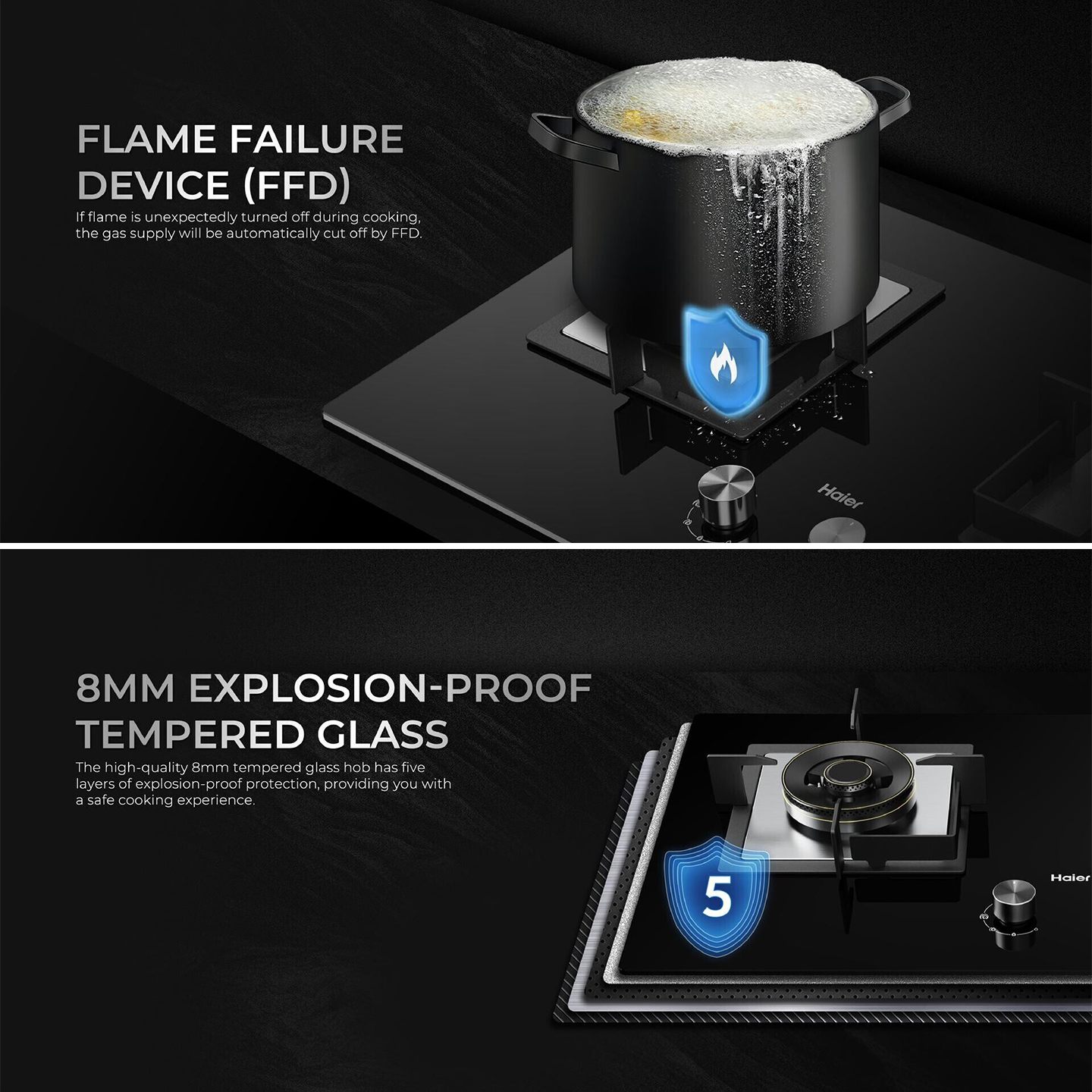 Haier 2-Burner Built-in Gas Hob with Timer (HC-Q68266BT)