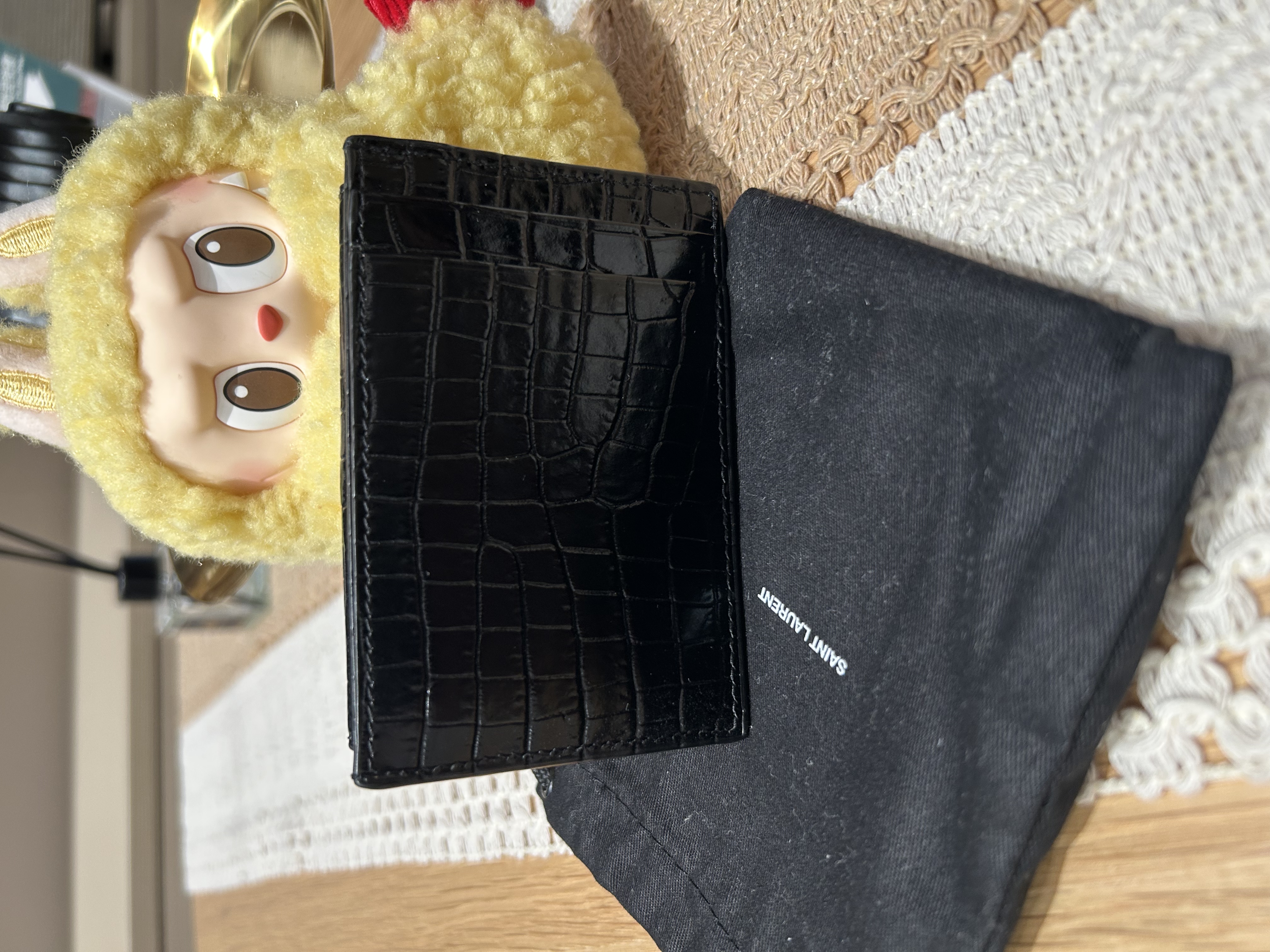 Saint Laurent uptown flap card case YSL LOGO鱷魚壓紋牛皮零錢/卡片套 100%Authentic,98%new✅ 塵袋