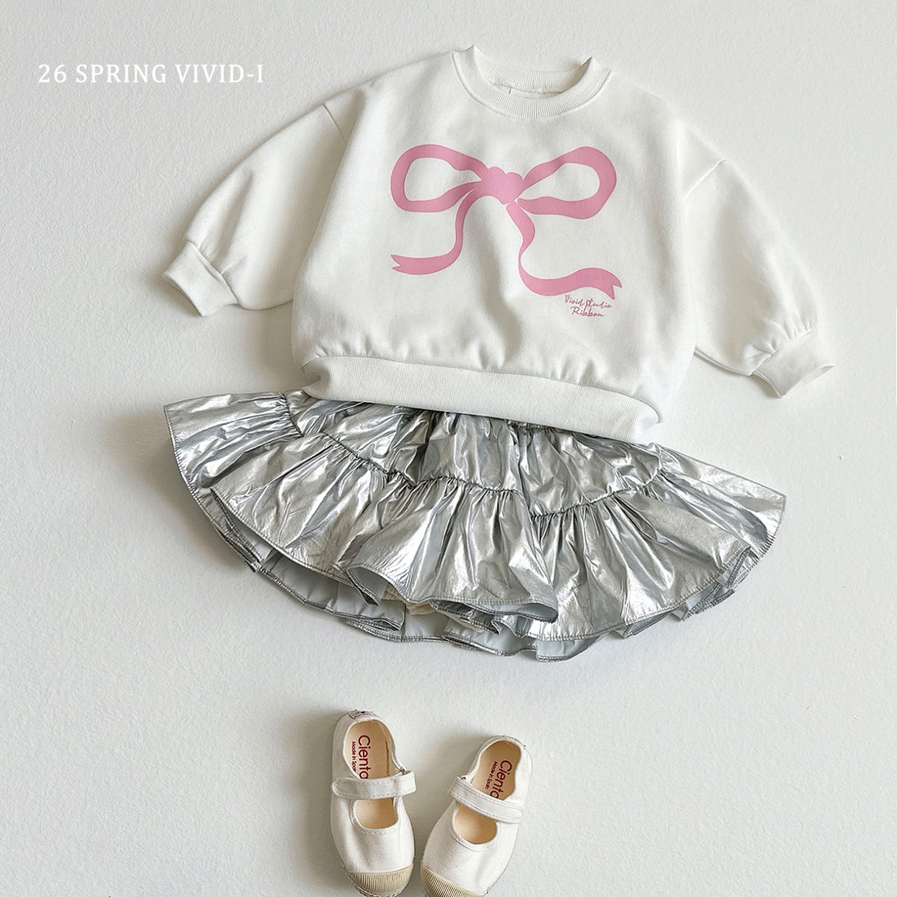 🌸預訂 韓國直送🌸🇰🇷VIVIDI三色絲帶印花寬鬆衛衣