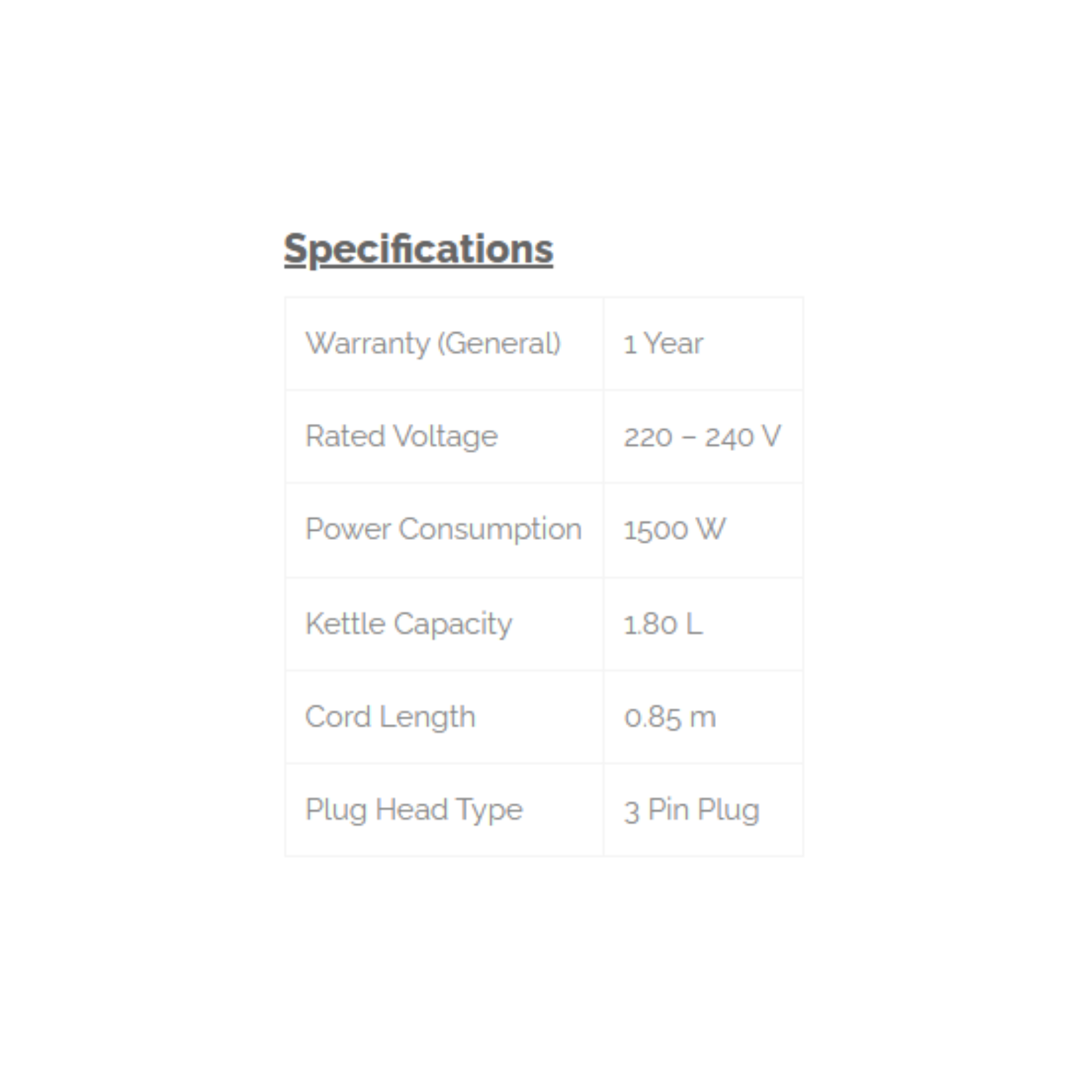 Phison 1.8L Electric Jug Kettle PKE-4180