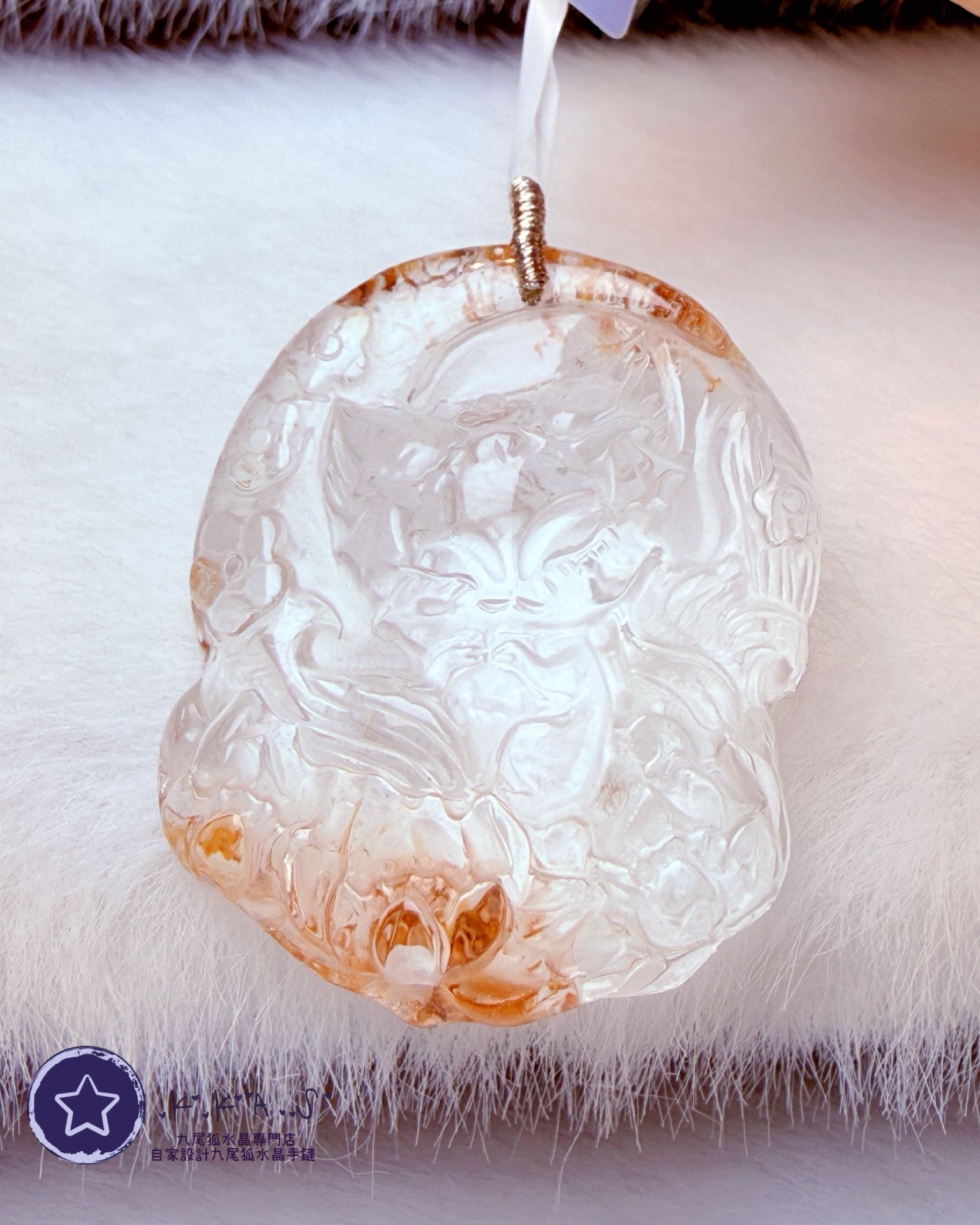 K00197 黃膠花 九尾狐 - 吊墜/手牌兩用款