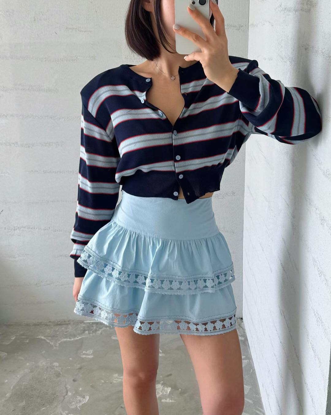 粗間短裝薄針織外套