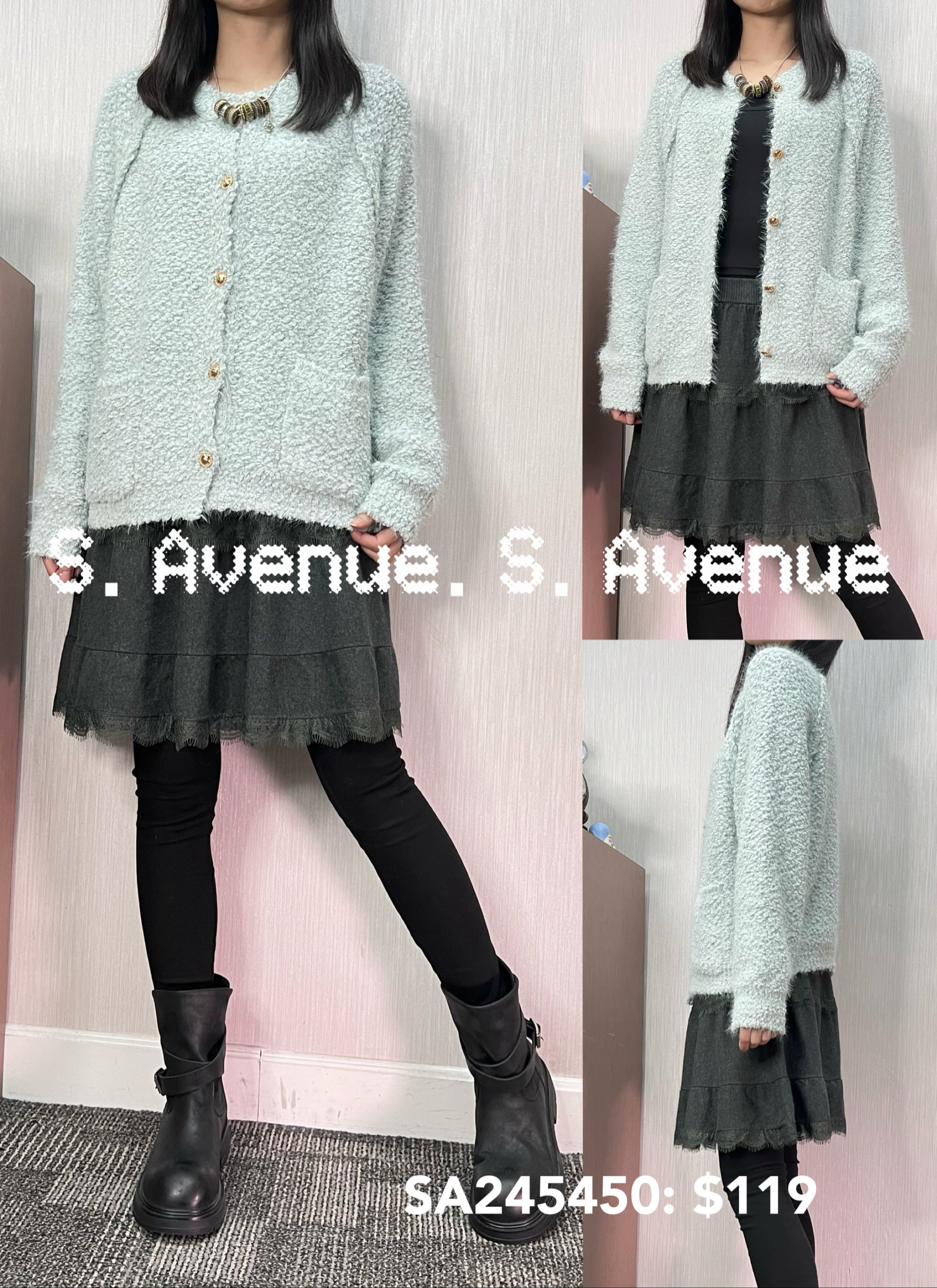 SA245450: 長袖有鈕雙袋軟珠冷外套