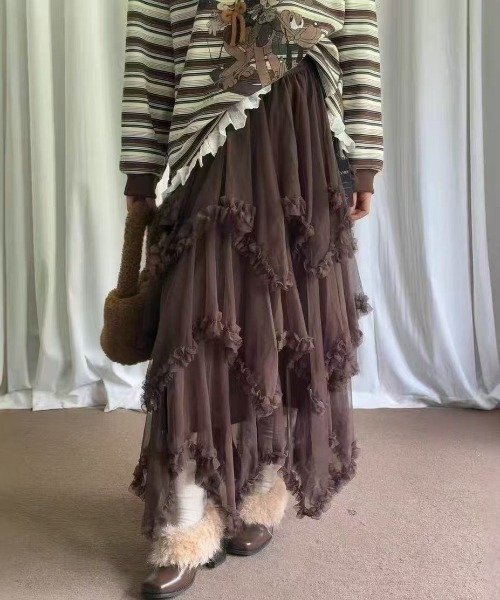 lace薄紗蛋糕長裙【JS006】