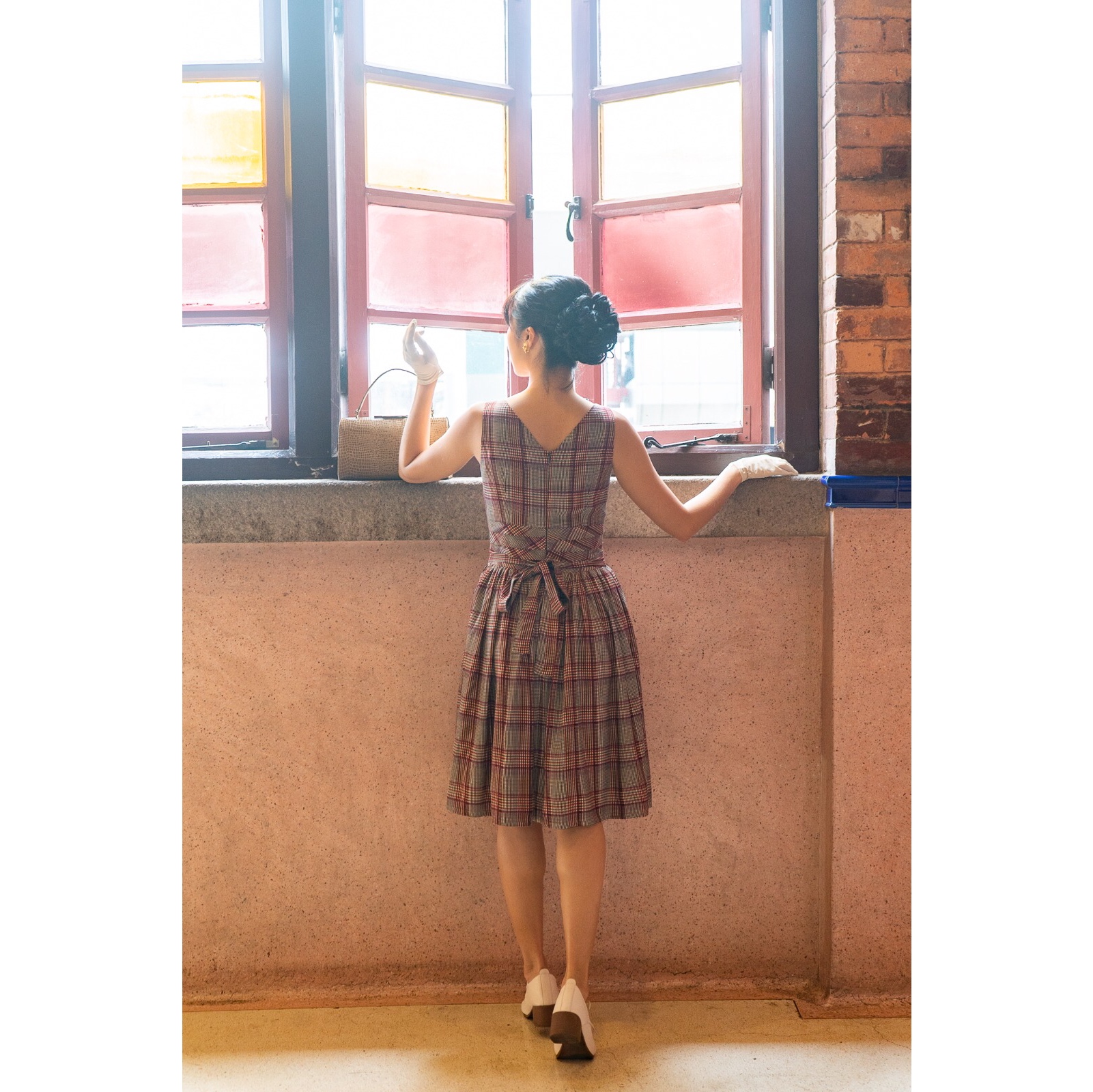 (Ready-Made) Summer in Woodland - 1950s Inspired Checkered Summer Dress - Vest (FM176)