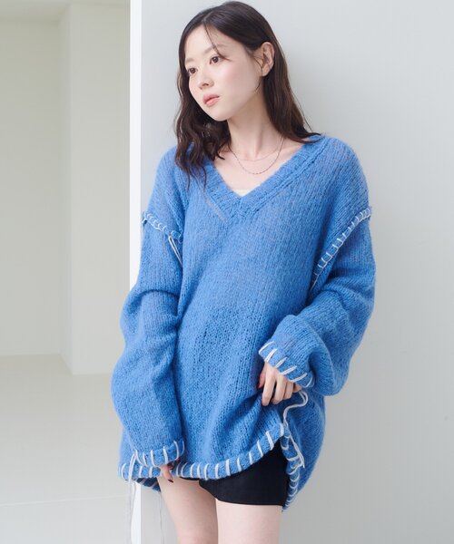 v領盲針編織冷衫