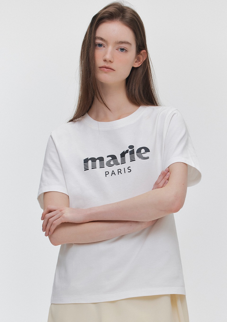 Marie Claire Stripe Logo Tee