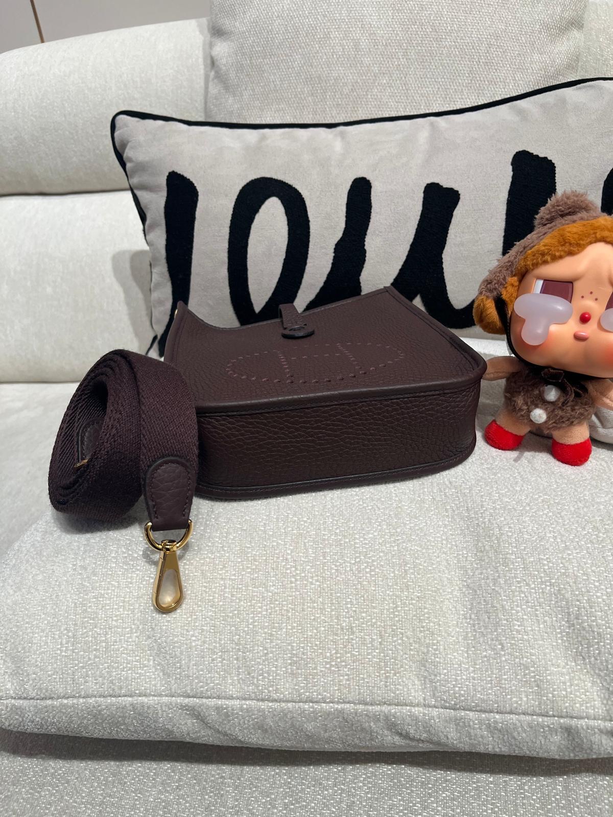 全新 Hermes mini evelyne,馬鞍紅實物咖啡色 100%Authentic ,brand new ✅收據✅dust bag✅box 