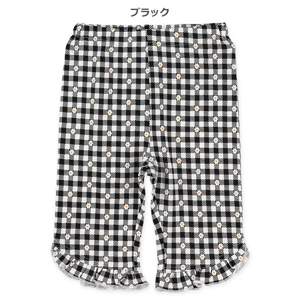 🇯🇵預訂 日本直送🇯🇵兩色花卉滿印格紋荷葉邊純棉半截打底褲