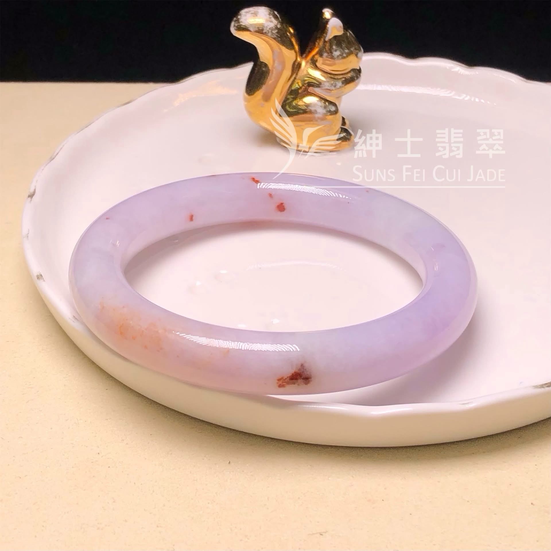 C06786 紫羅蘭帶翡色圓鐲56mm