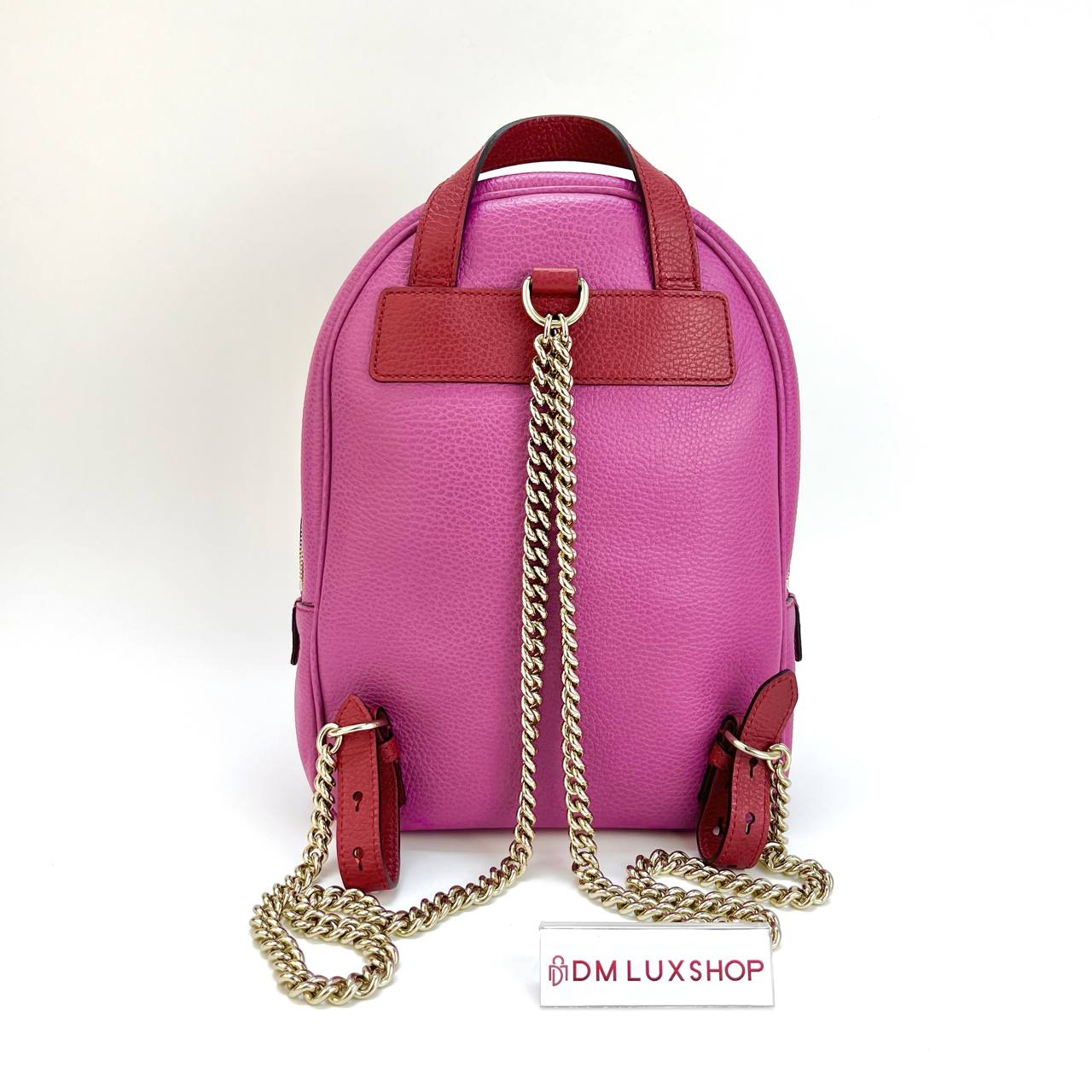 Gucci Red/Pink Peddled Soho Chain Backpack GHW
