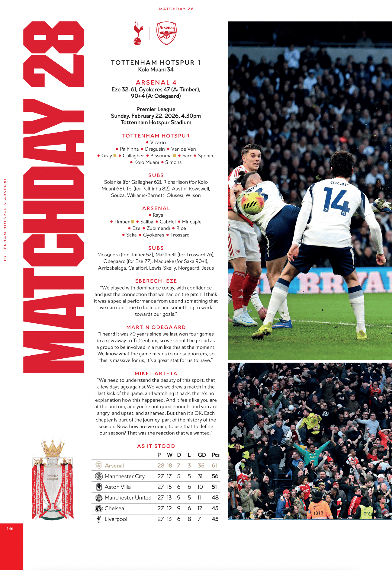 Arsenal Premier League Winners 2025/26 Official Softback Book 阿仙奴英超冠軍紀念冊 (軟面平裝版)