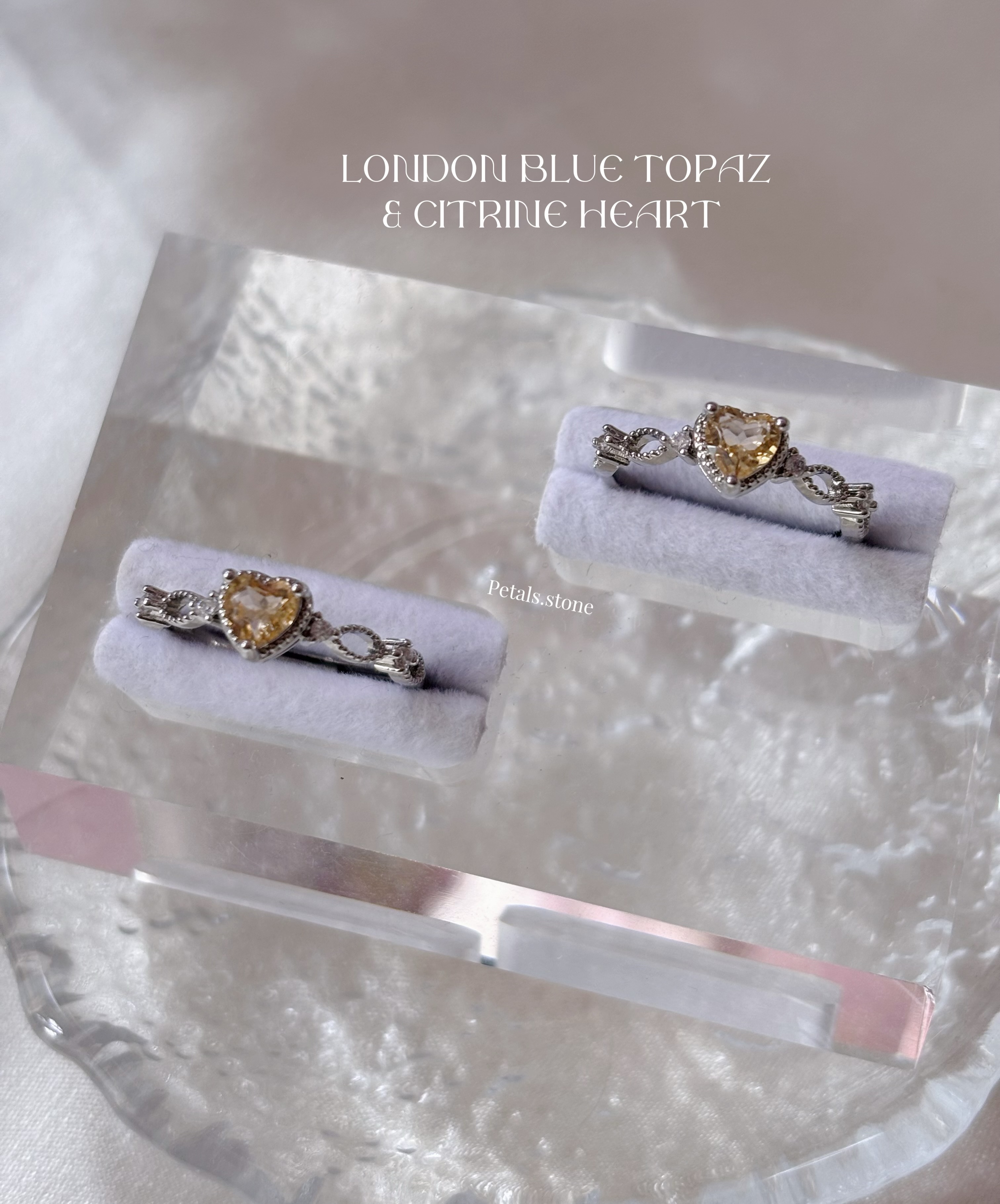 London Blue Topaz & Citrine Heart Ring💍 |  倫敦藍托帕石 黃水晶