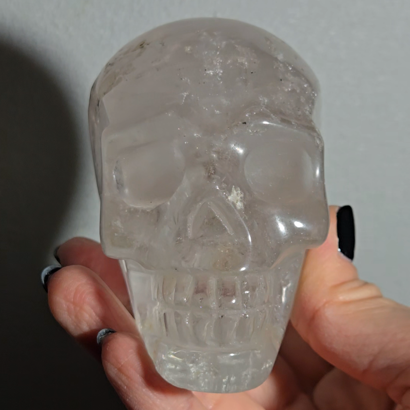 Clear quartz skull with rainbows - CQ49