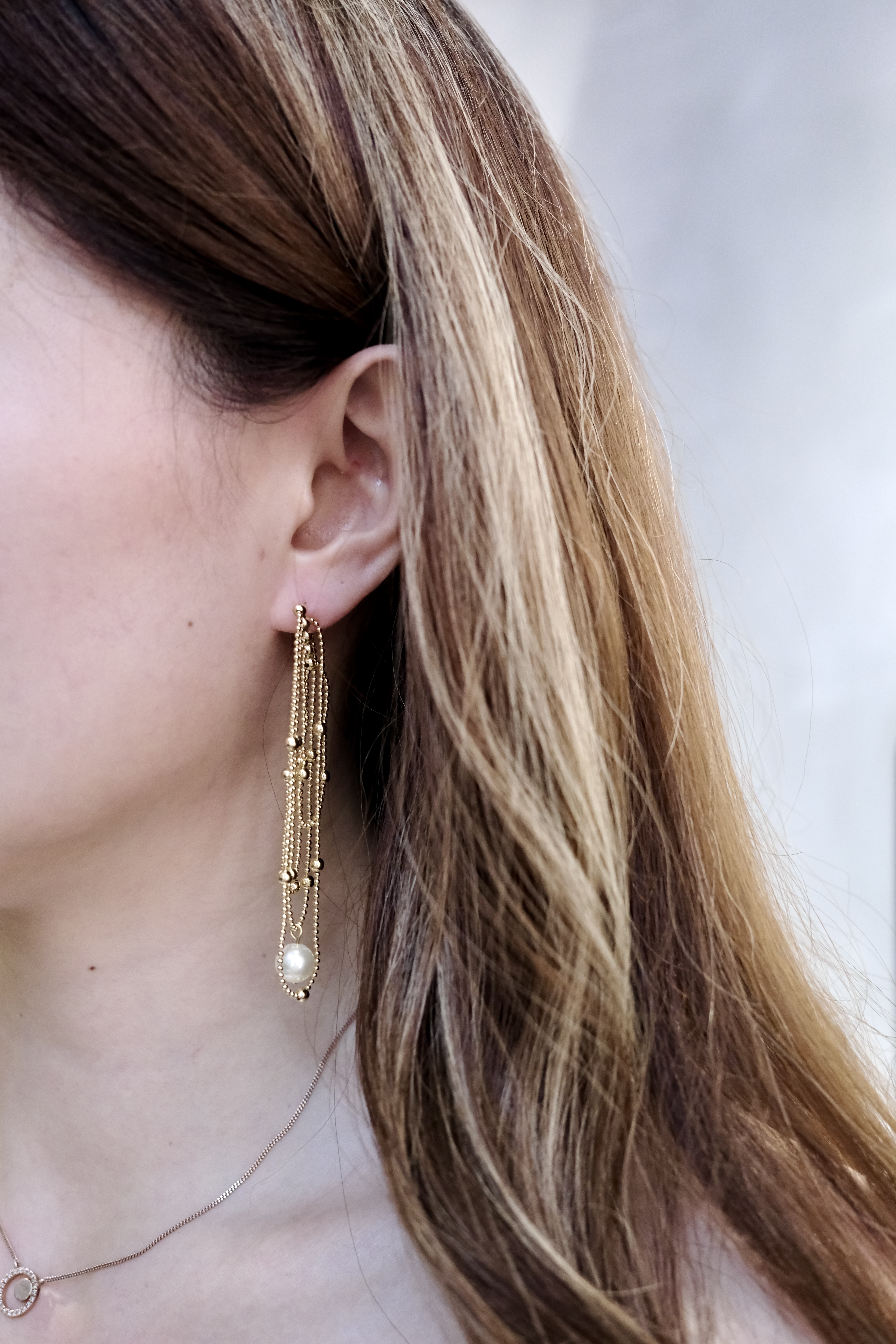 氣質圓珠流蘇珍珠耳環⚜️