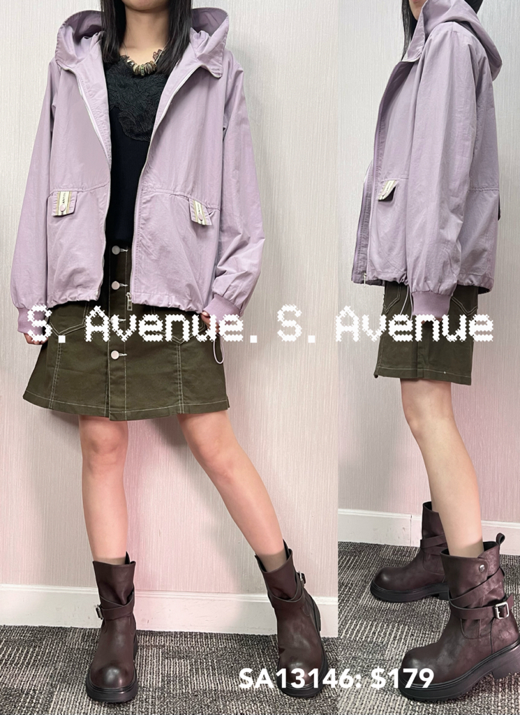 SA13146: 長袖有帽拉錬風褸外套