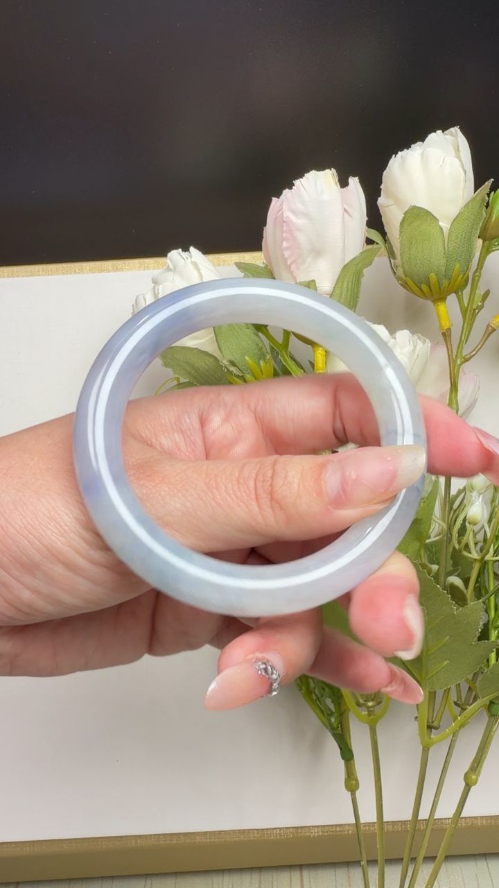 54圈口冰莫奈翡翠手镯 opt 54-8.5-8.5mm