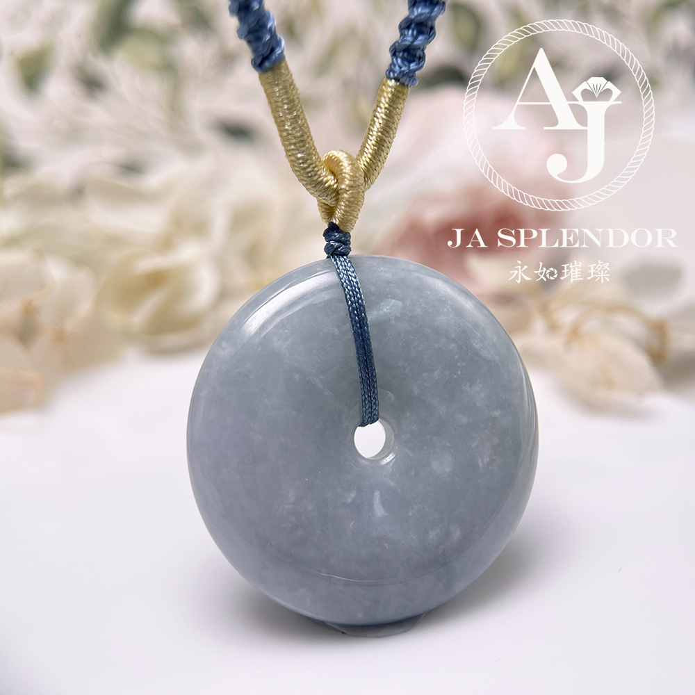 JN-203 天然翡翠A玉 紫藍大平安扣吊墜