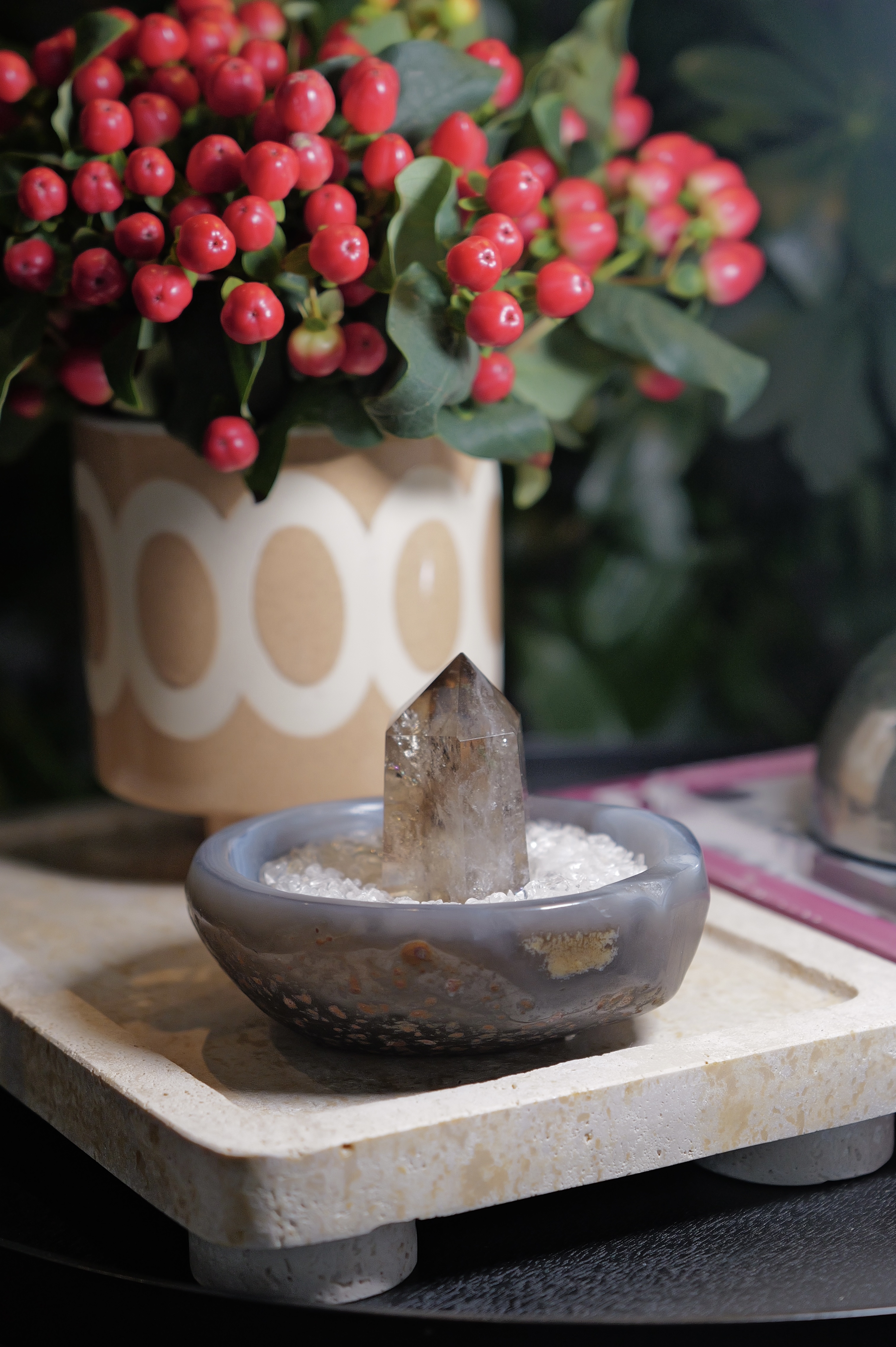༒12.3cm藍紋黑瑪瑙原皮淨化碗༒ AG*5003C2T-R*2EE