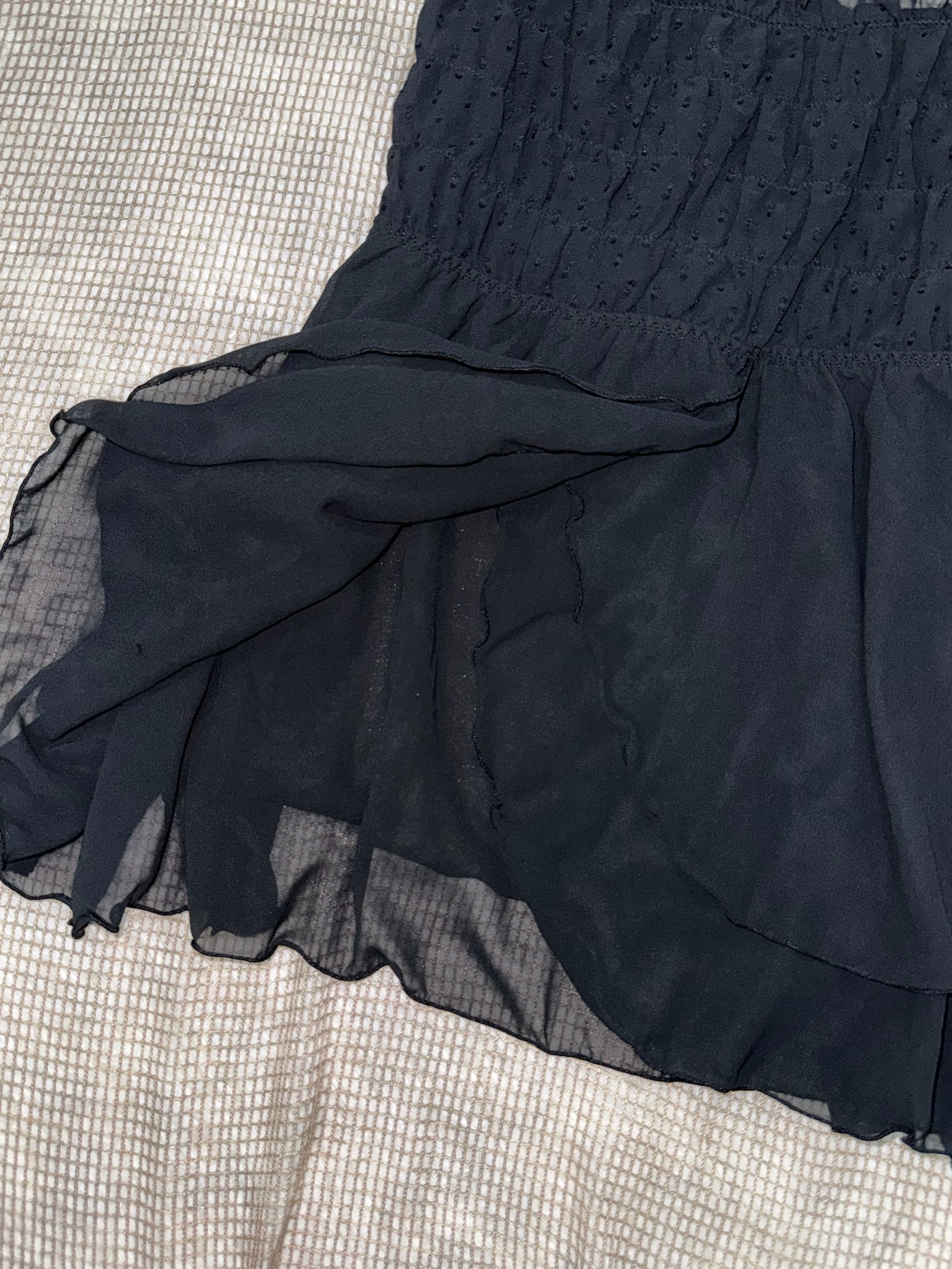 Black Cross-Back Ruffled Tiered Tunic