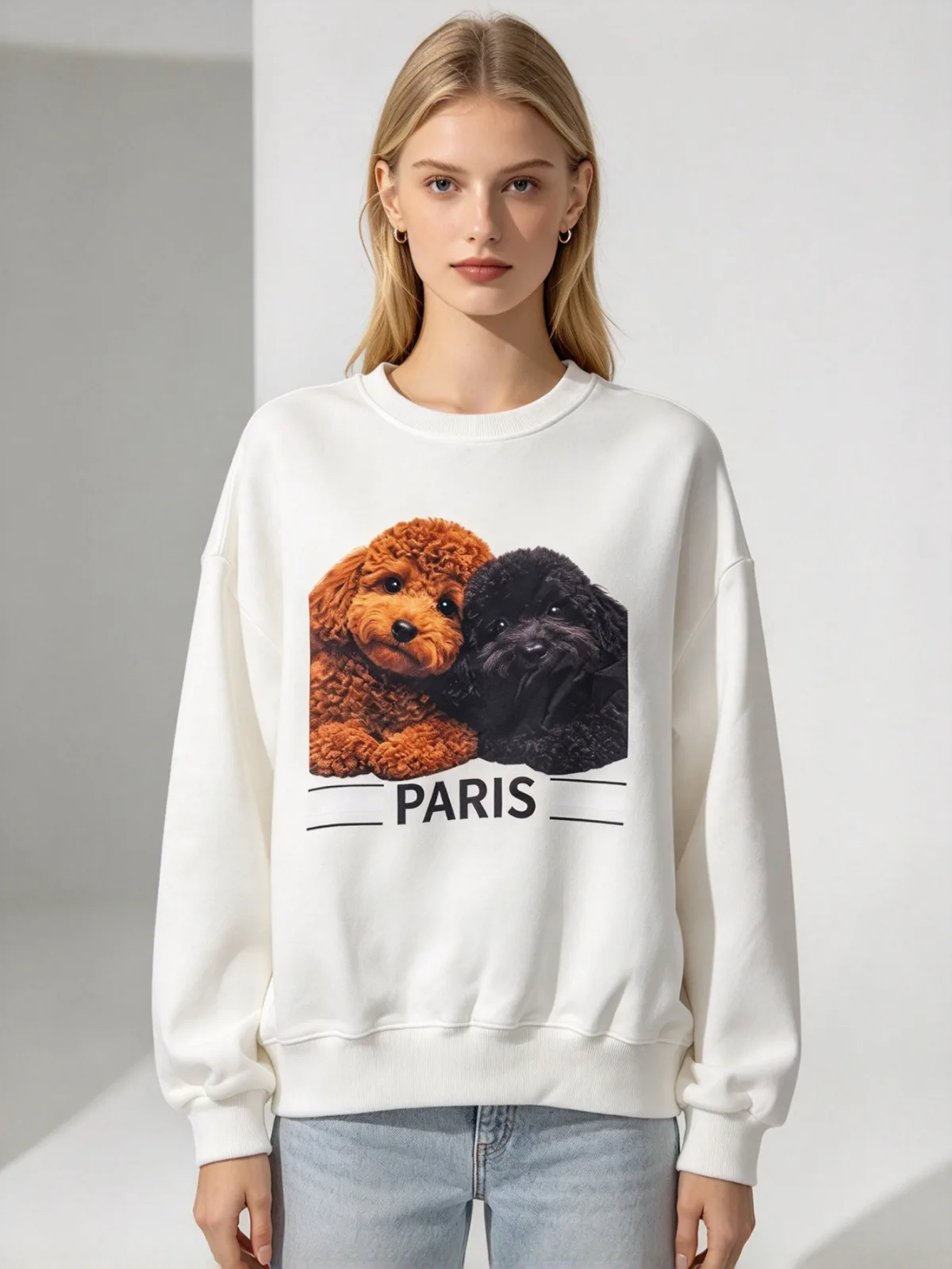 [訂購] A005 Twin Poodles Paris Sweatshirt
