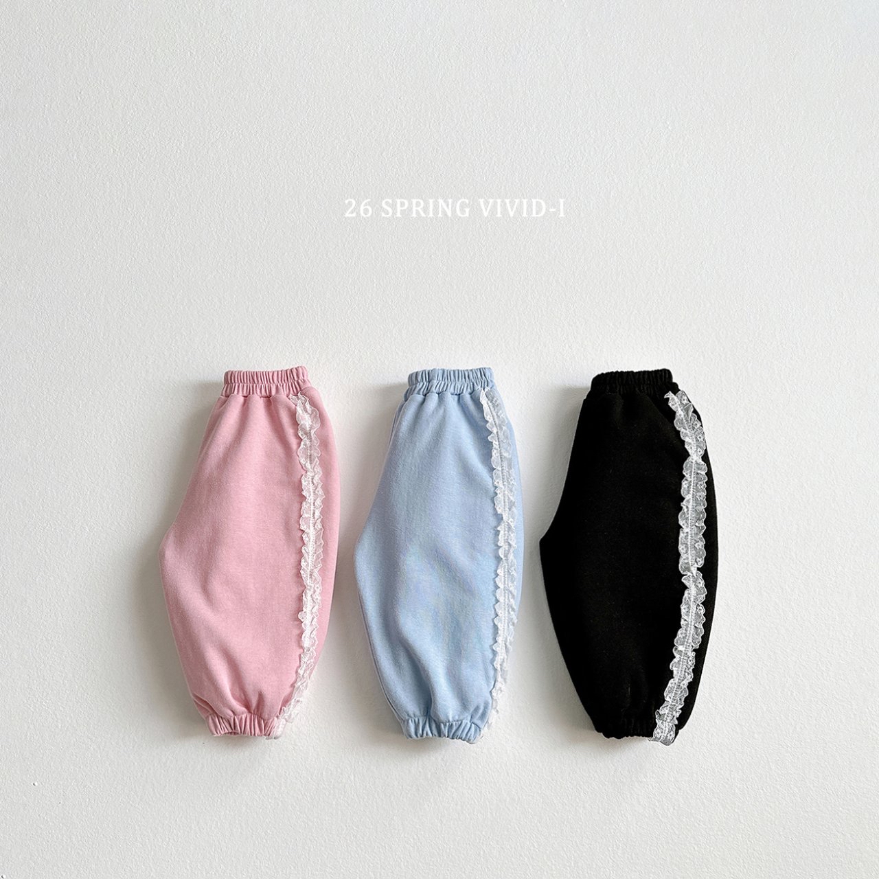 🌸預訂 韓國直送🌸🇰🇷VIVIDI三色蕾絲邊寬鬆束腳褲