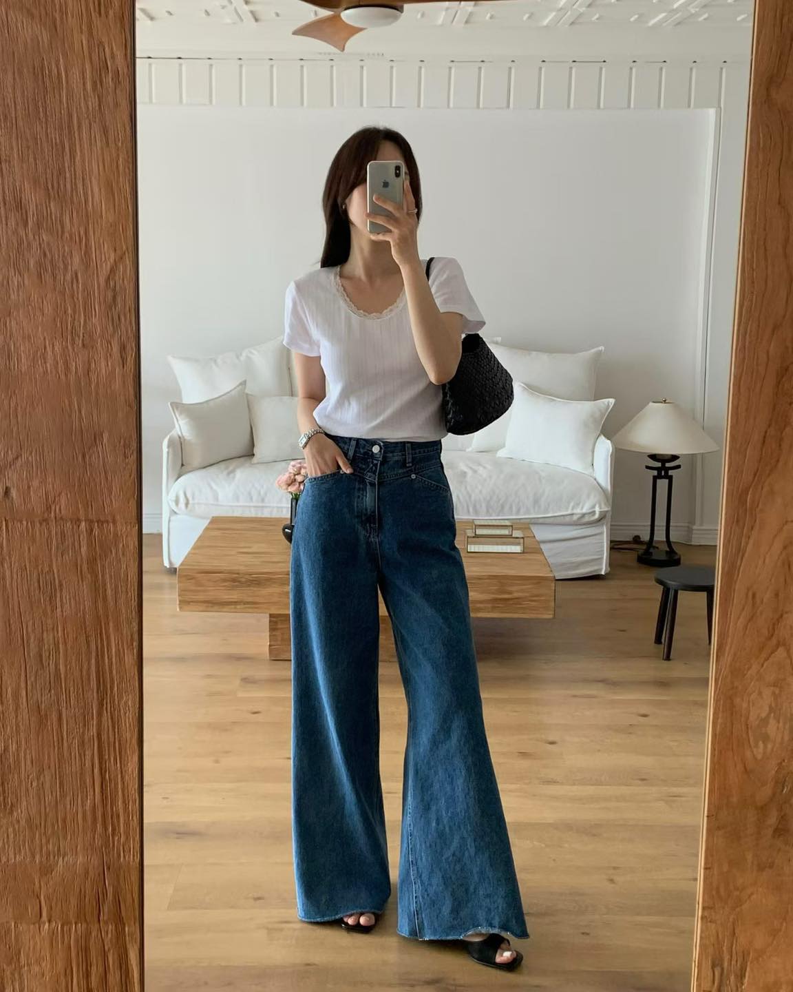 lace邊㘣領打底top