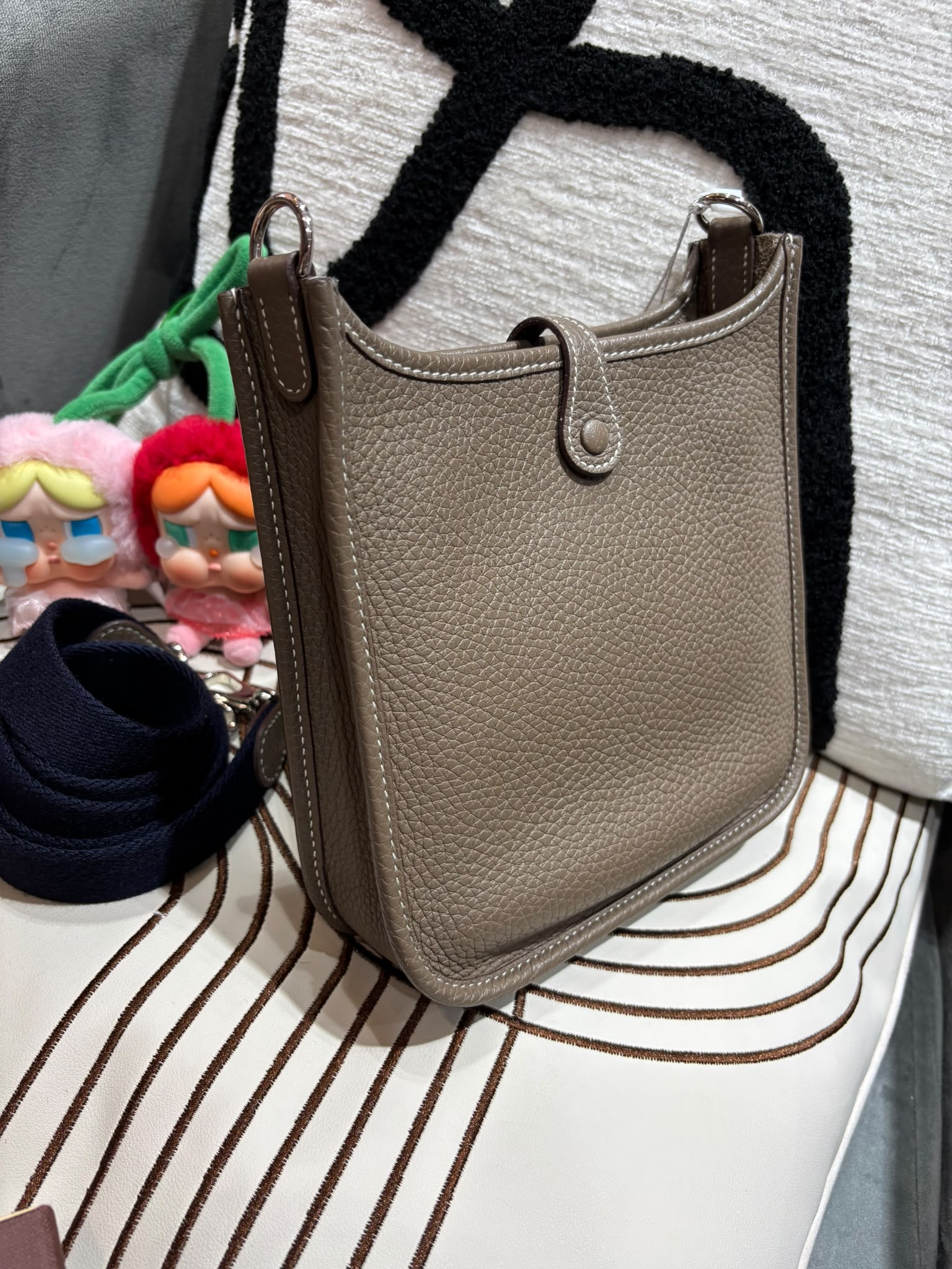 Hermes mini Evelyne,STAMP Z 大象灰 Etoupe 100%Authentic,98%new ✅內袋✅Dust bag