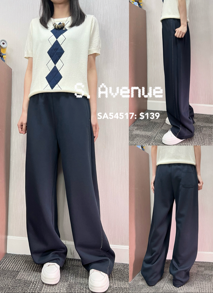 SA54517: 橡筋腰側車線邊彎刀褲