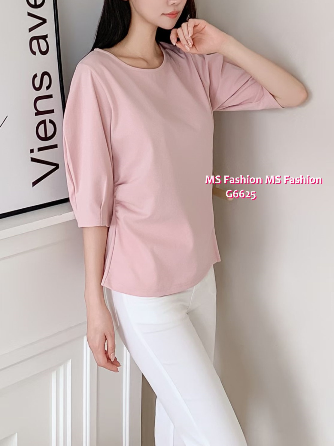 G6625 立體袖特色cutting top