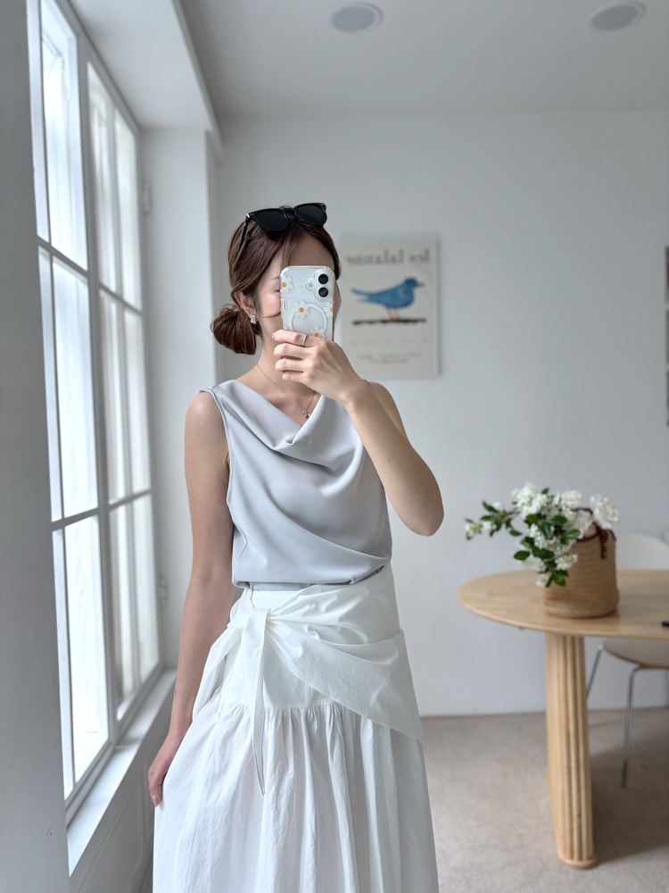 Wrap-Waist Flare Skirt (White)