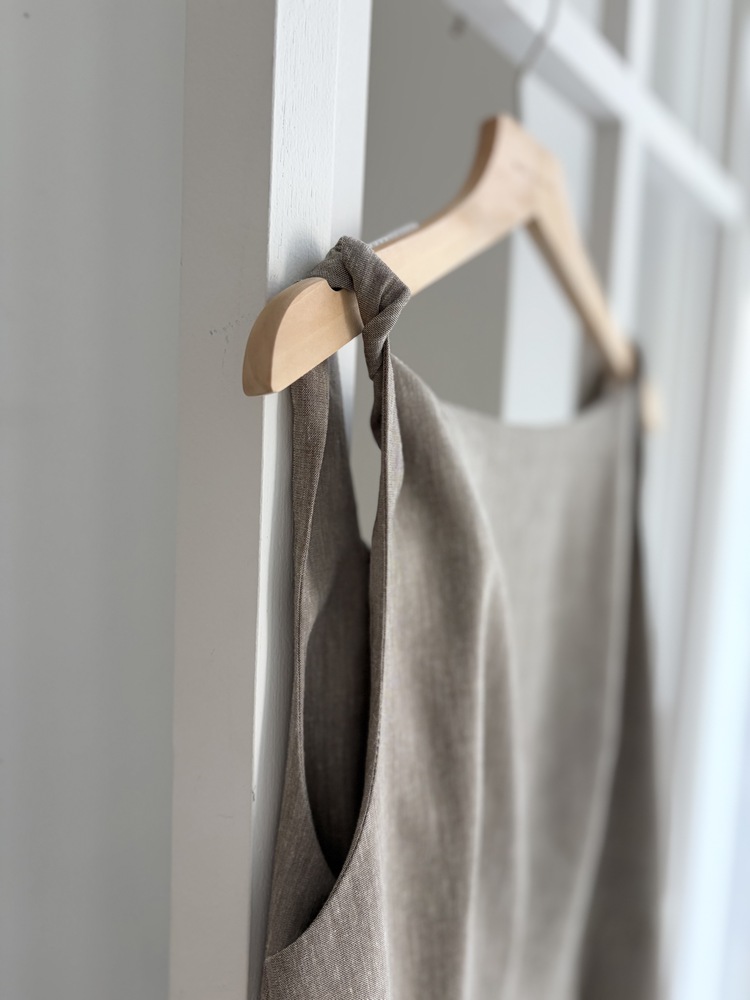 Linen Blend Twisted Strap Dress (Mocha)