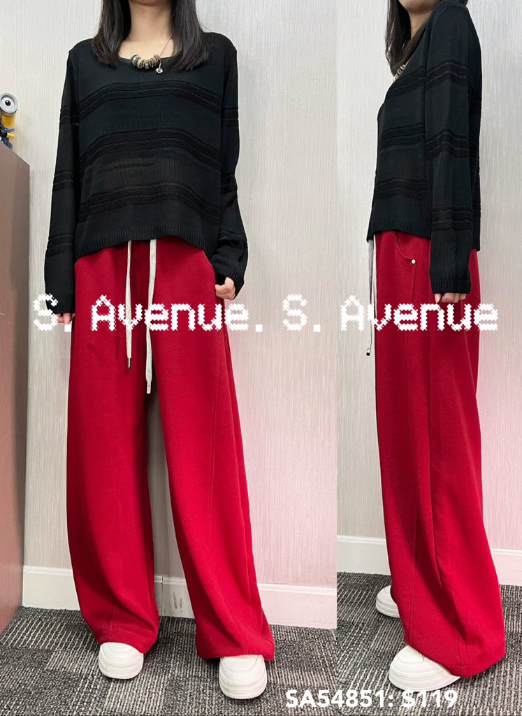 SA54851: 長袖V領暗間線top